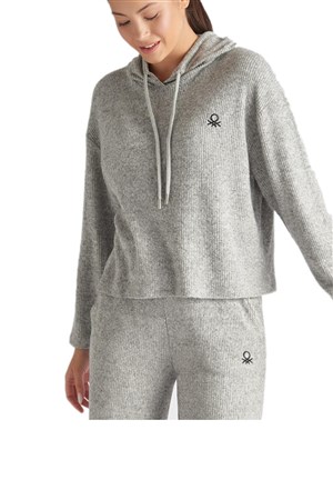 Benetton Kadın Sweatshirt BNT-W053 T Gri