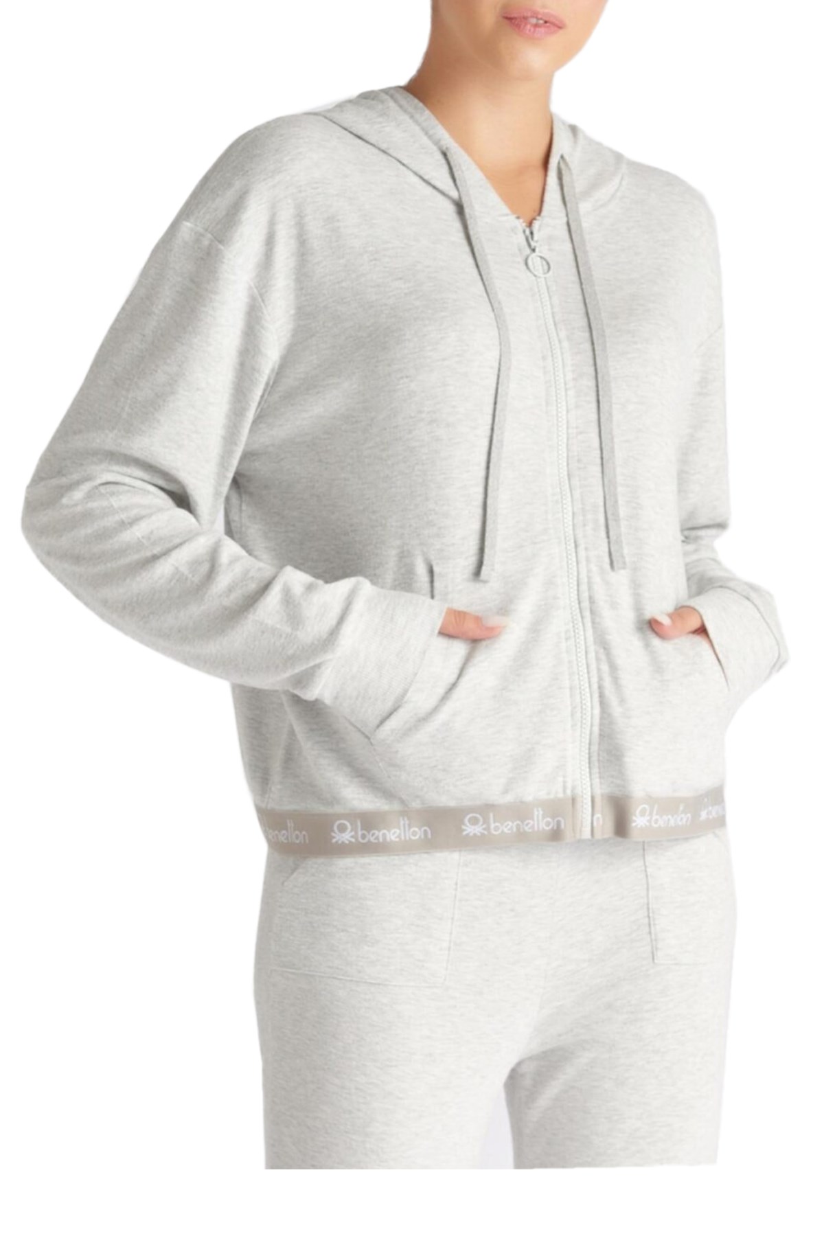 Benetton Kadın Sweatshirt BNT-W079 T Gri