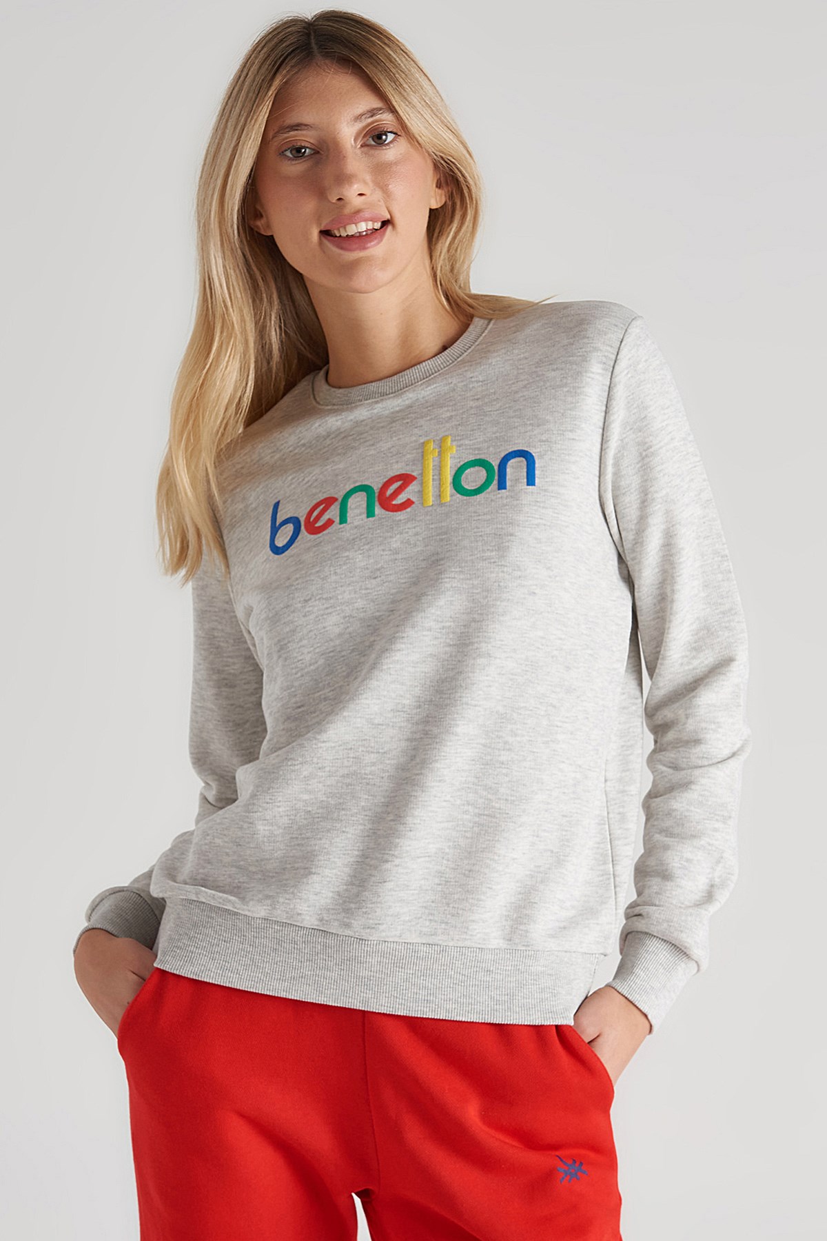 Benetton Kadın Sweatshirt BNT-W100 T Gri