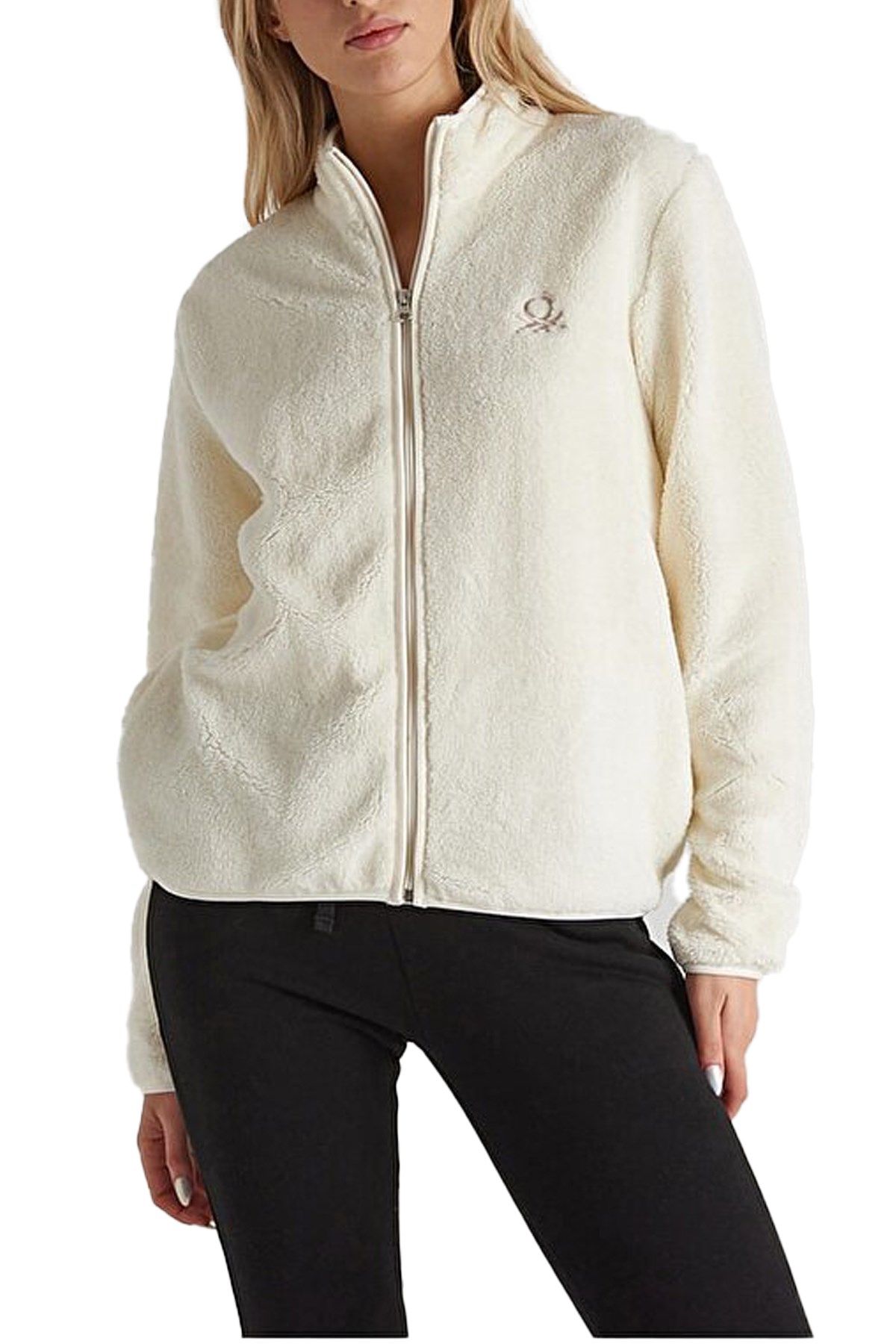 Benetton Kadın Polar Sweatshirt BNT-W20058 Beyaz