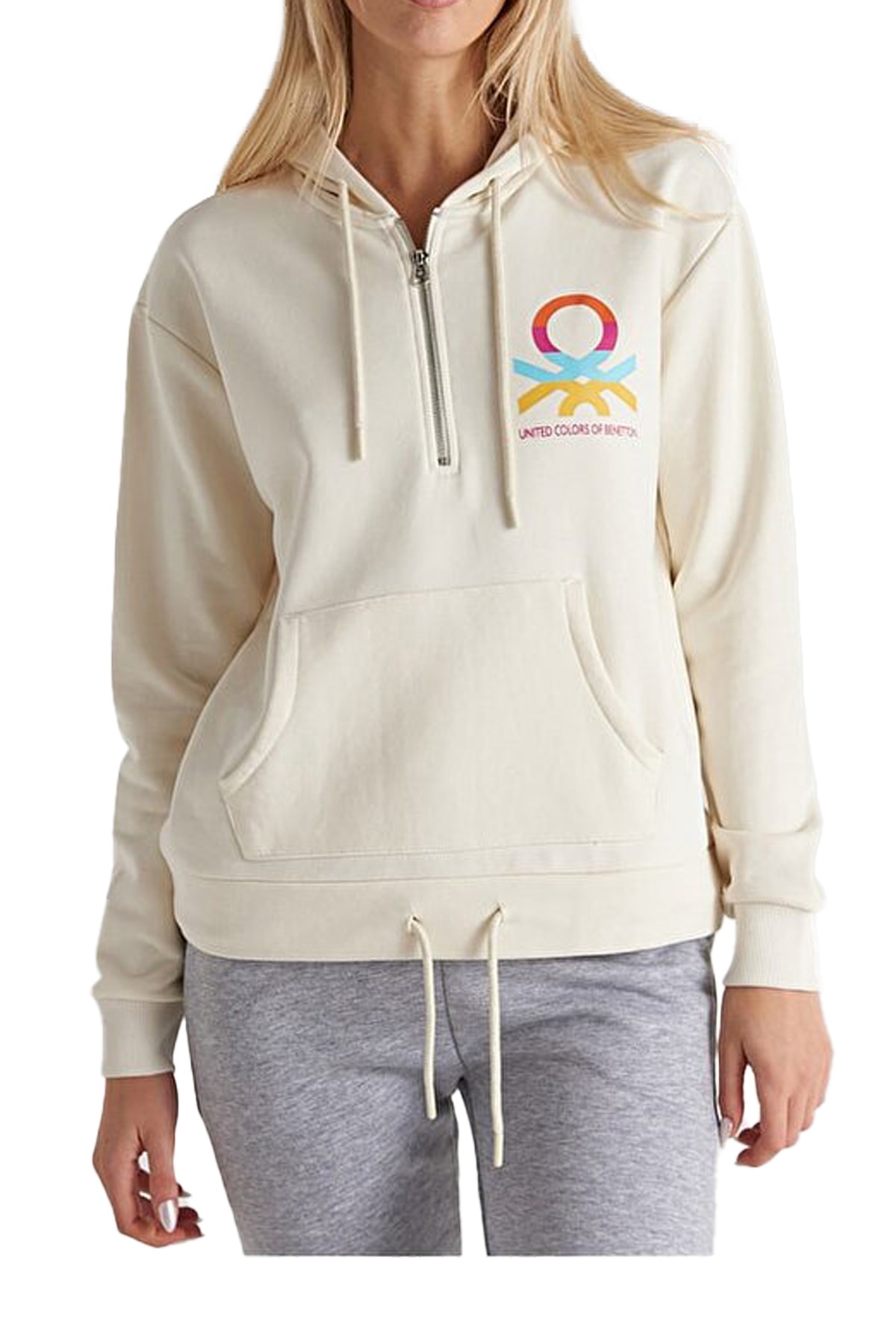 Benetton Kadın Sweatshirt BNT-W20207 Beyaz