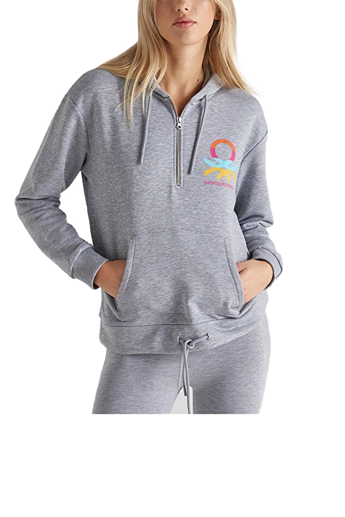 Benetton Kadın Sweatshirt BNT-W20207 Gri