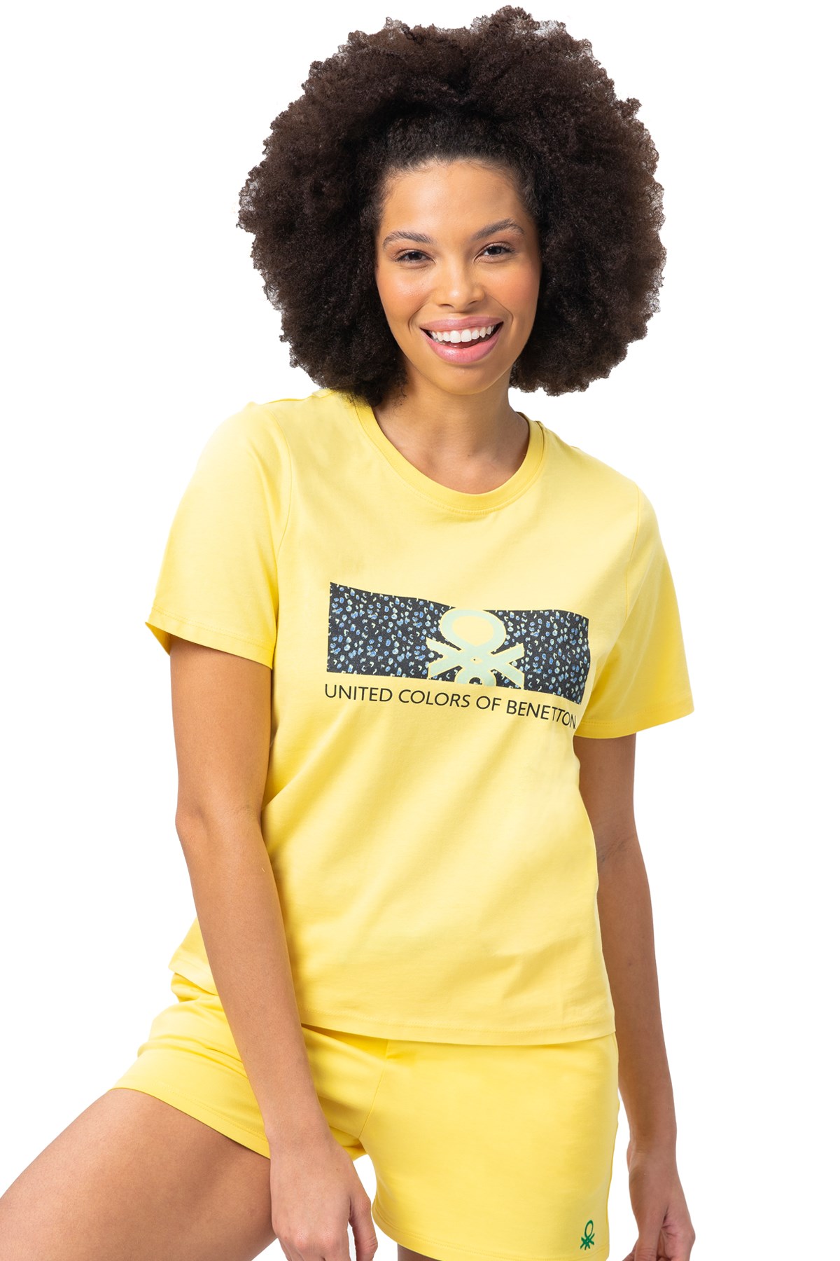 Benetton Kadın Tişört BNT-W20392 Sarı
