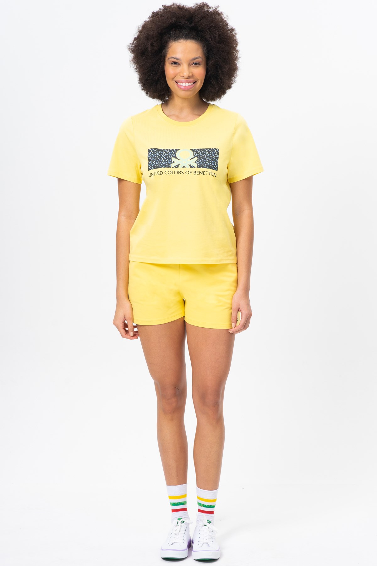 Benetton Kadın Tişört BNT-W20392 Sarı