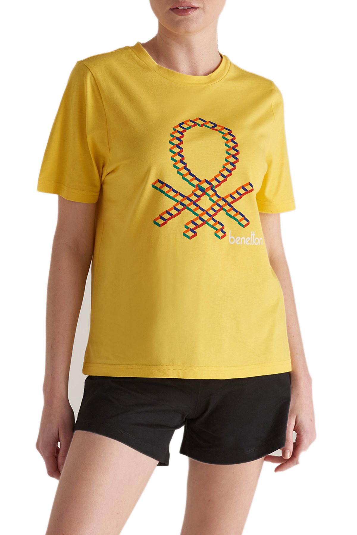 Benetton Kadın Tişört BNT-W245 TOP Sarı