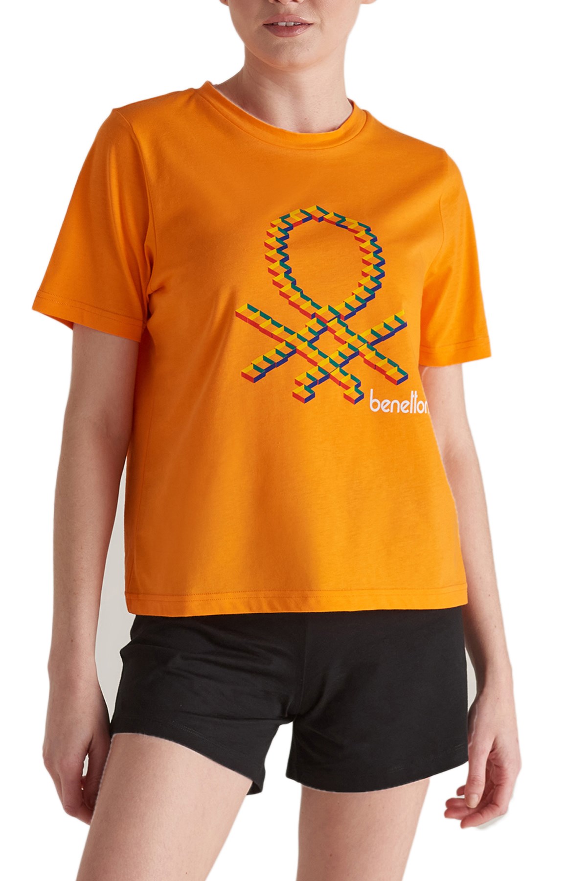 Benetton Kadın Tişört BNT-W245 TOP Turuncu