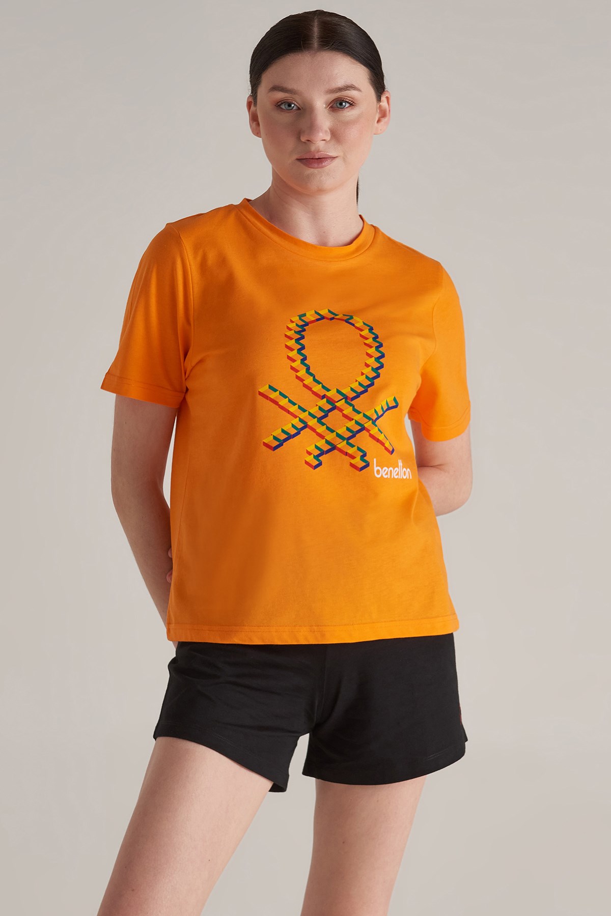 Benetton Kadın Tişört BNT-W245 TOP Turuncu