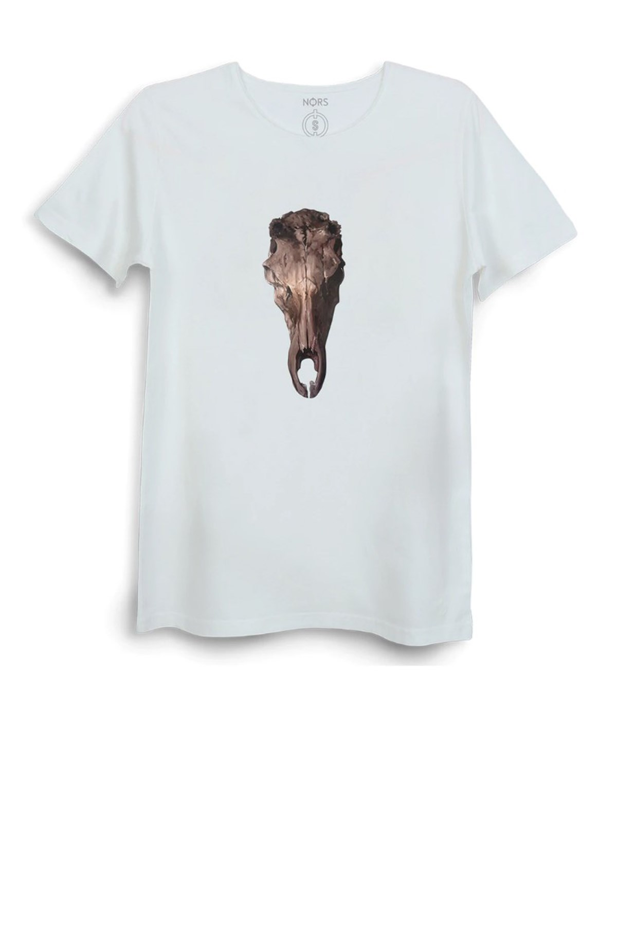 Nors Animal Skull Loose Erkek Tshirt C0013 Beyaz