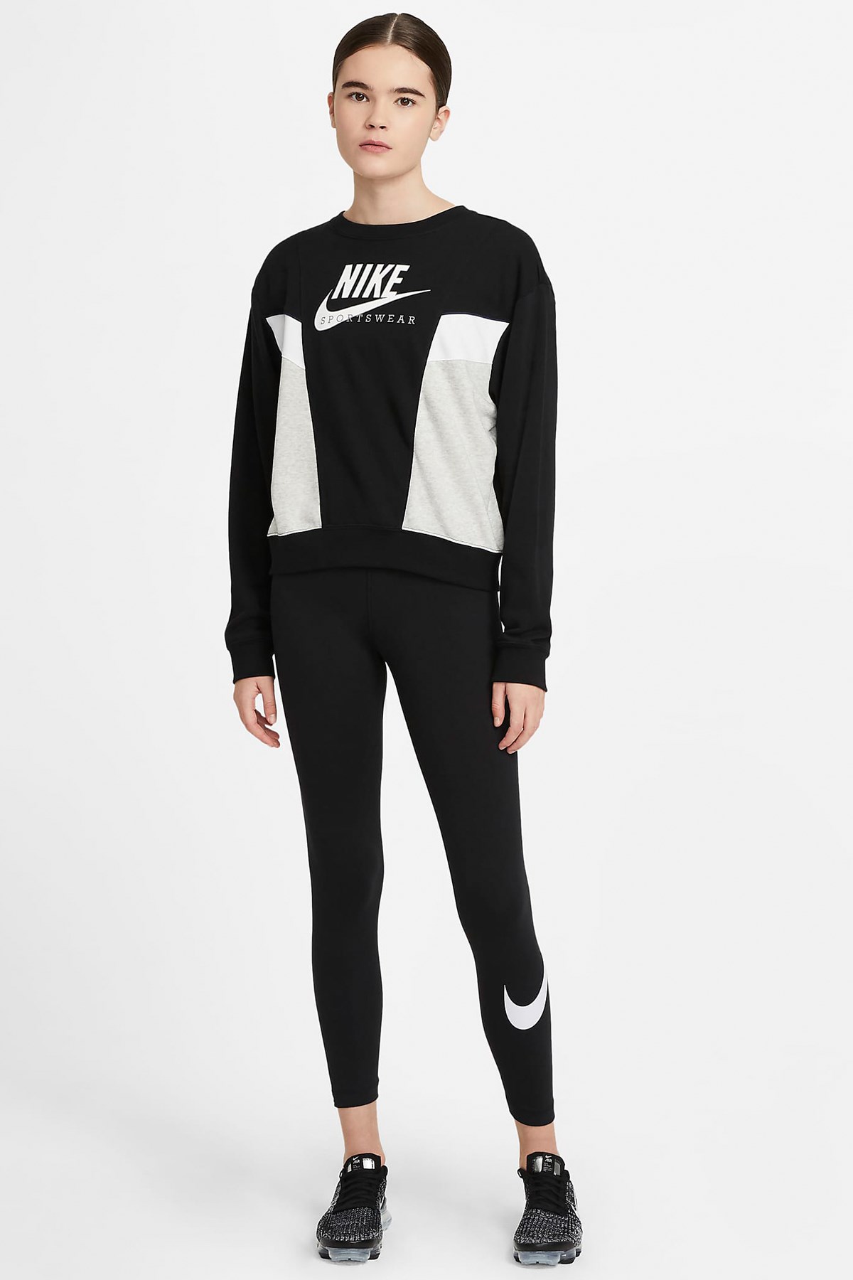 Nike NSW Essential GX Mid-Rise Swoosh Kadın Tayt CZ8530-010 Siyah