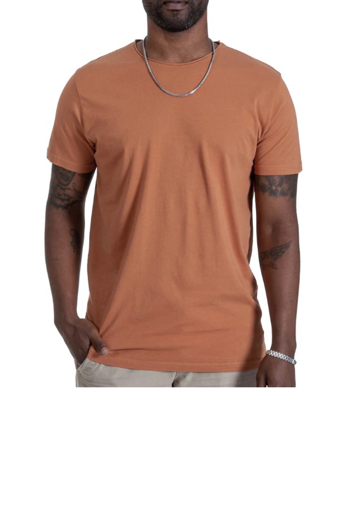 Nors Basic Loose Erkek Tshirt D0001 Turuncu