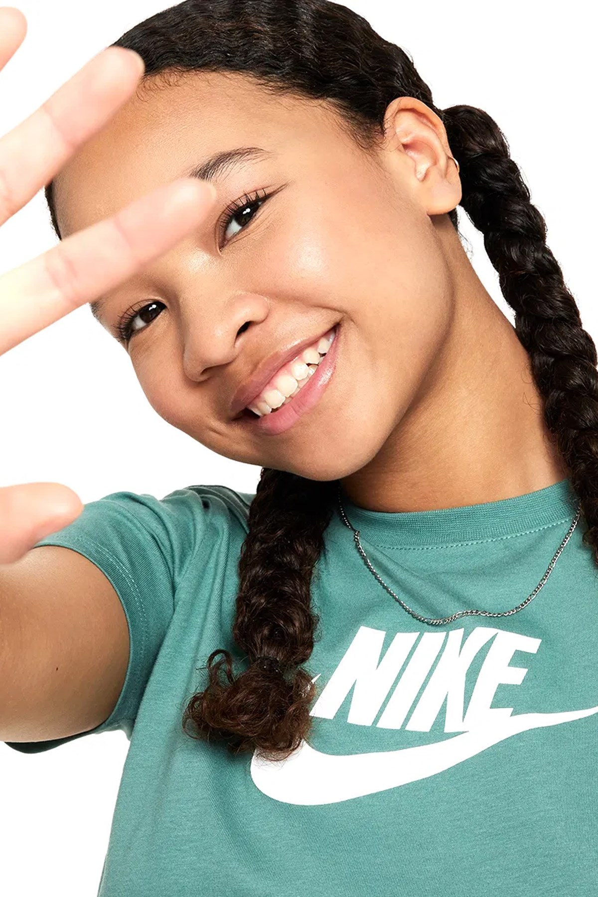 Nike G Nsw Tee Crop Futura Çocuk Tişörtü DA6925-361 Yeşil