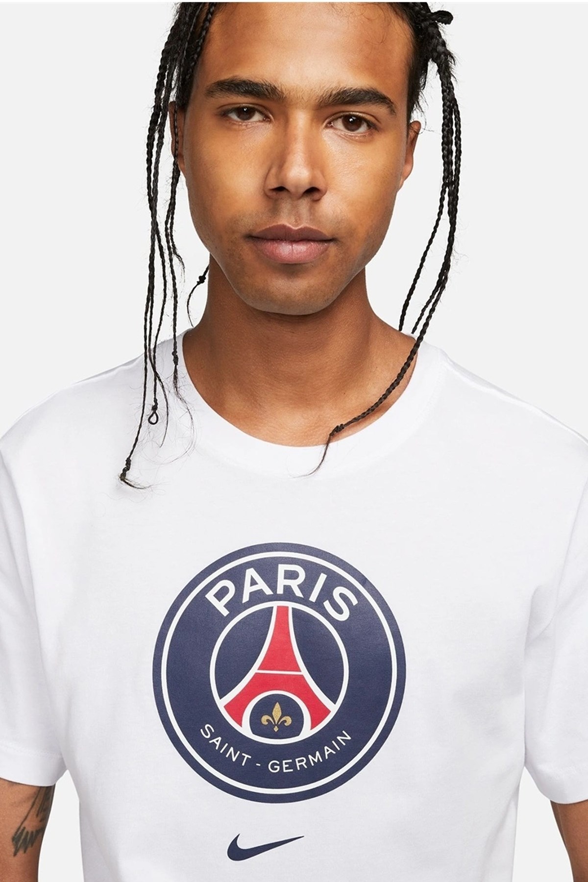 Nike Paris Saint-Germain Crest Tee Erkek Tişört DJ1315-100 Beyaz