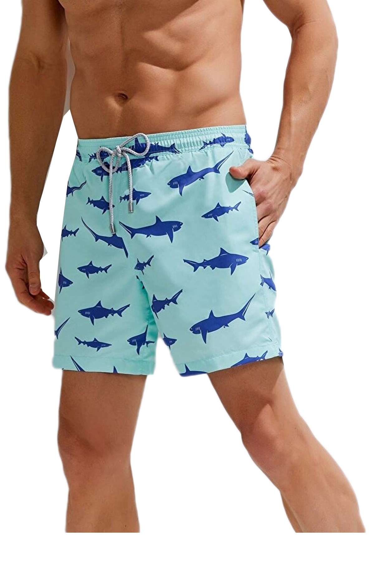 Esqudo Desenli Erkek Deniz Şortu Yeşil