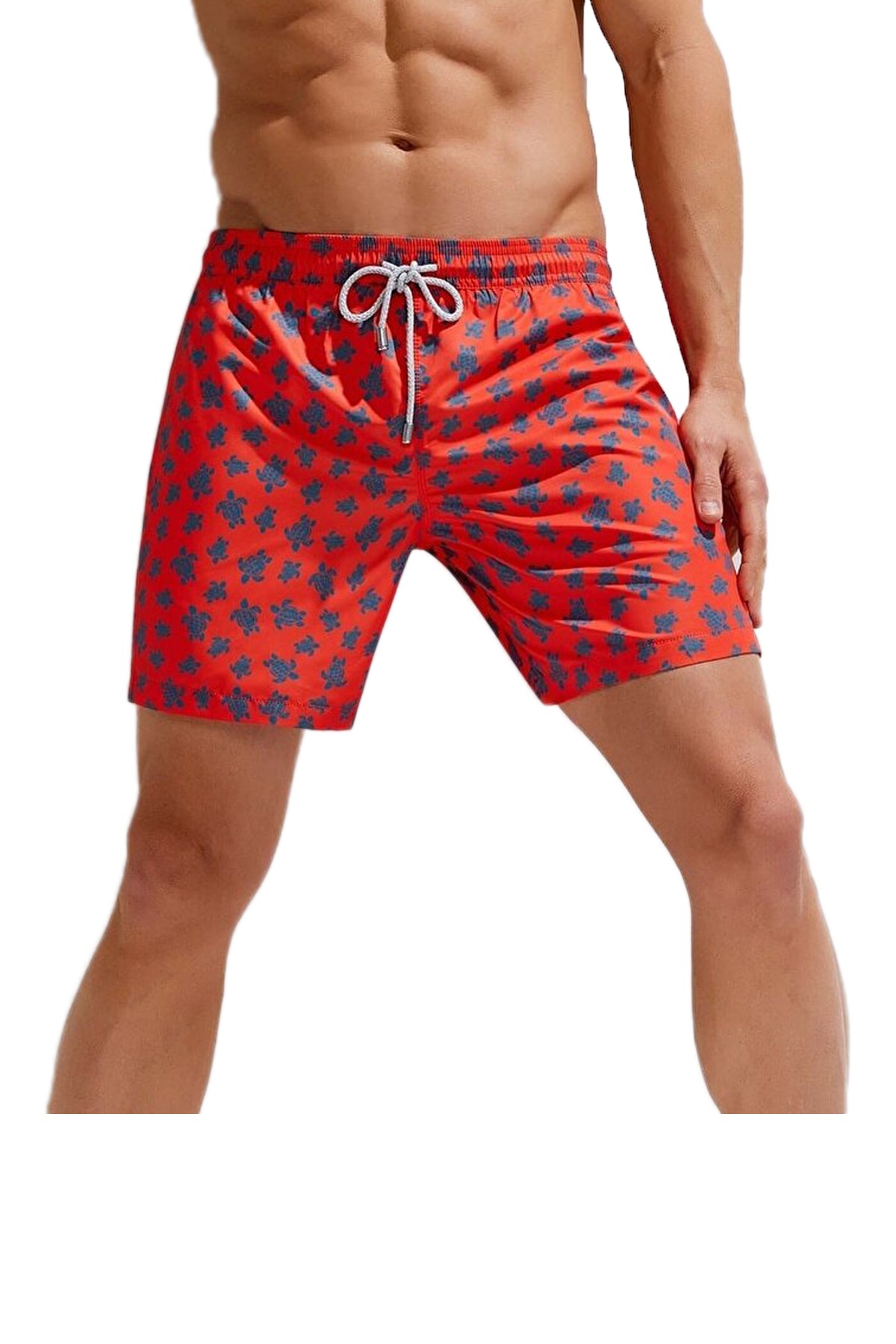 Esqudo Desenli Erkek Deniz Şortu Kırmızı