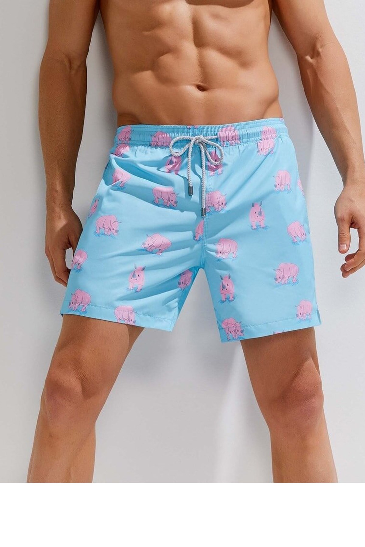 Esqudo Desenli Erkek Deniz Şortu Mavi