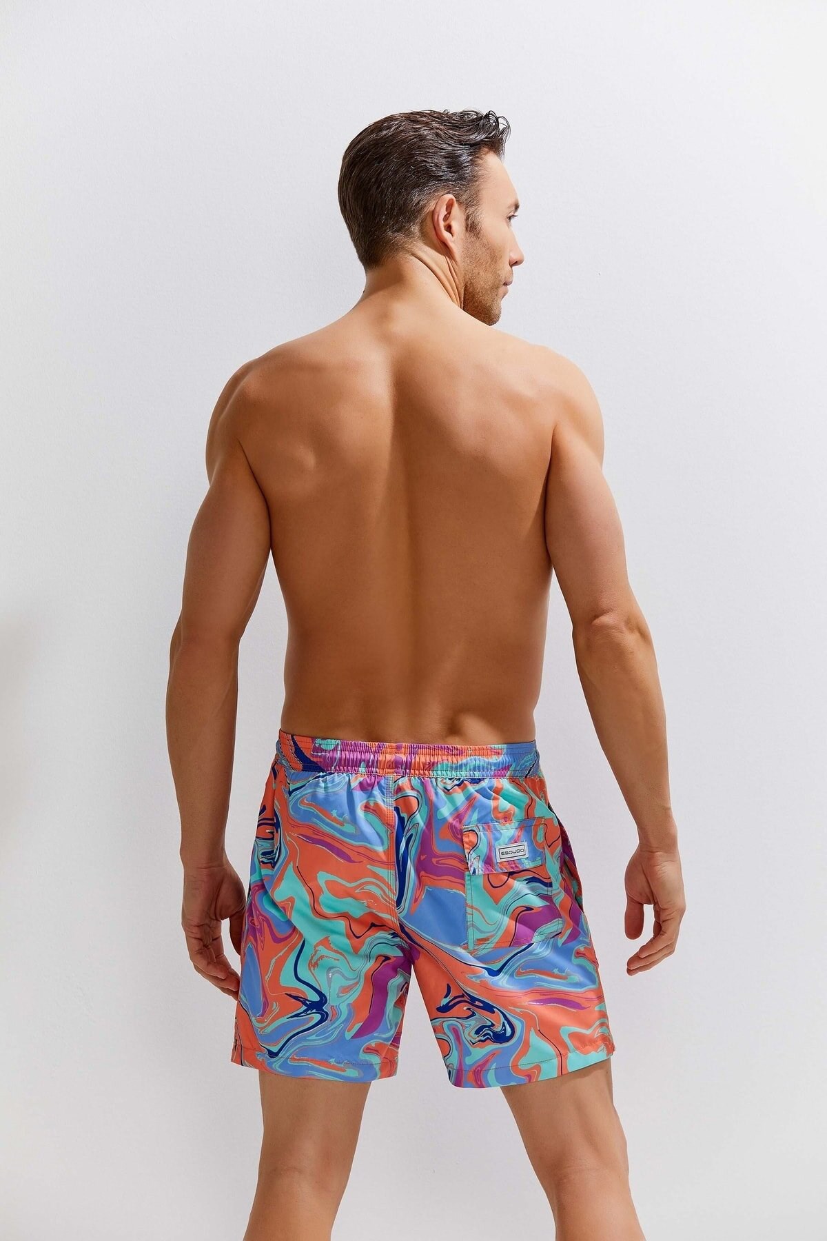 Esqudo Desenli Erkek Deniz Şortu Mor
