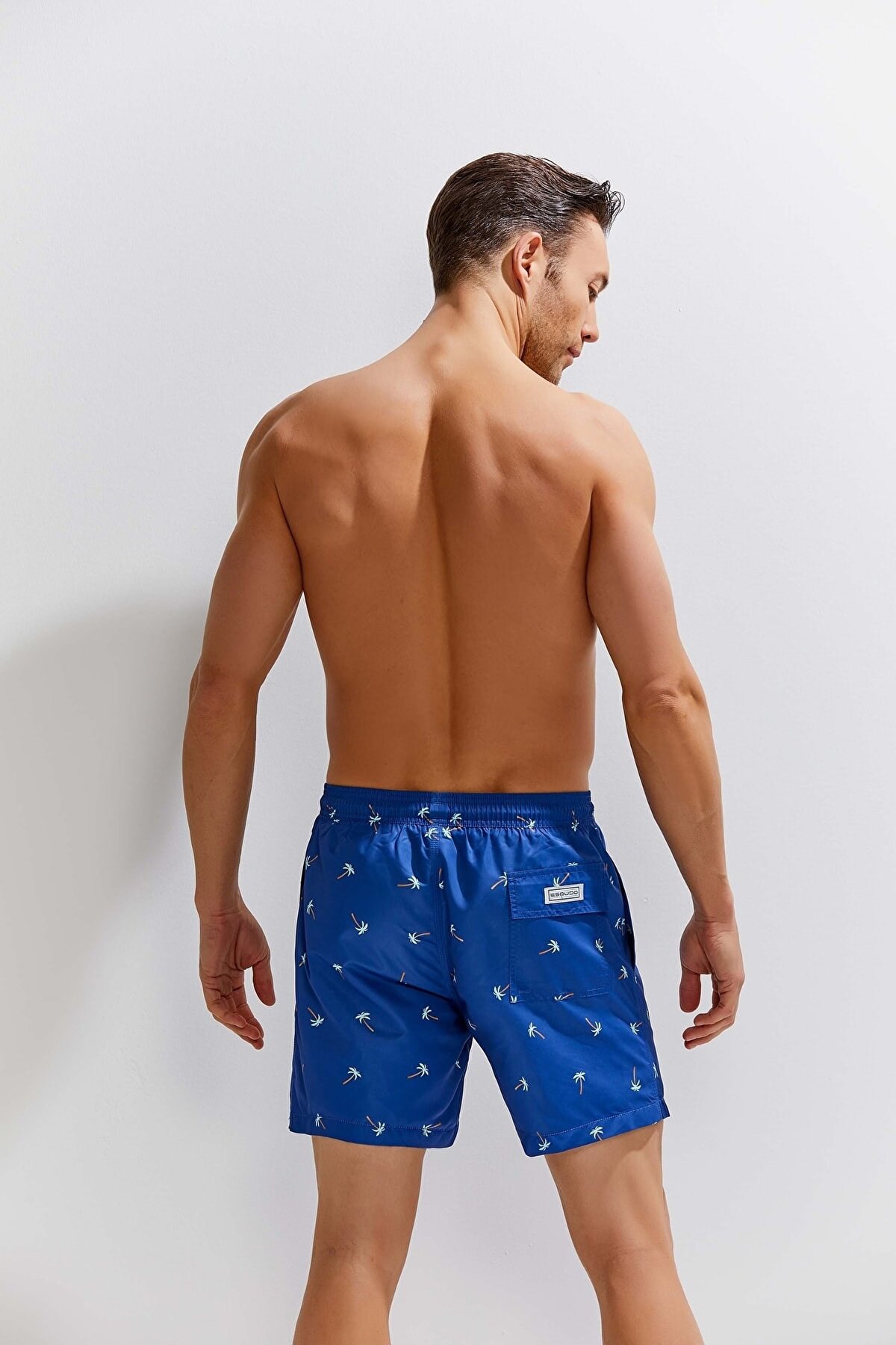 Esqudo Desenli Erkek Deniz Şortu Lacivert