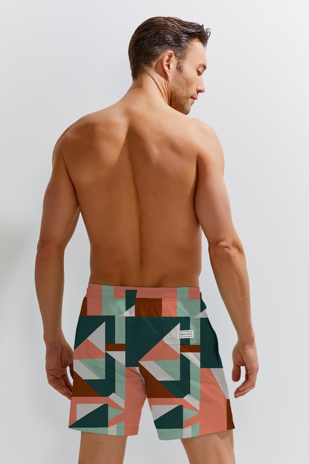 Esqudo Desenli Erkek Deniz Şortu EBWD031 Sarı