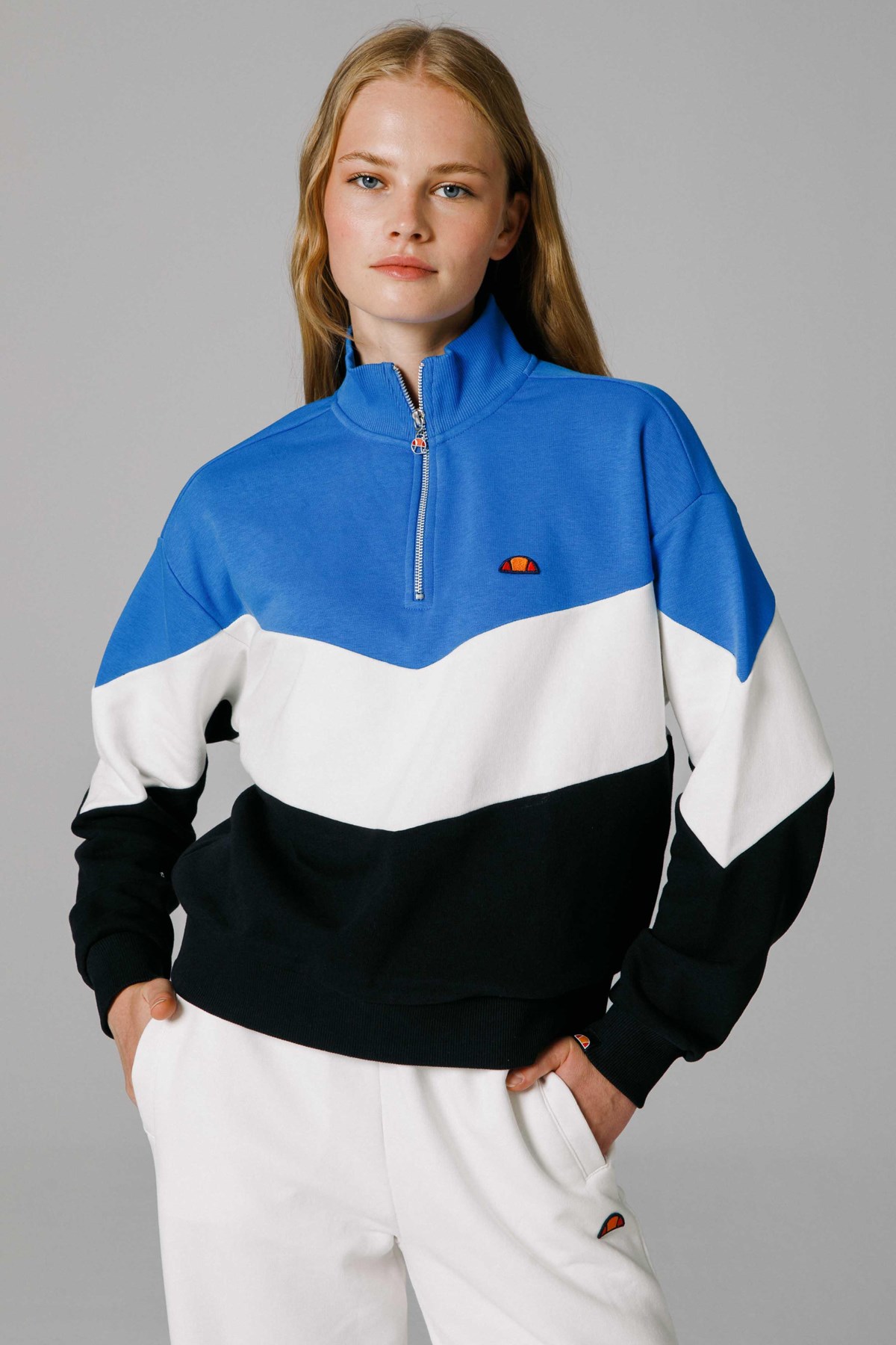Ellesse Kadın Yarım Fermuarlı Sweatshirt EF176-BK Siyah