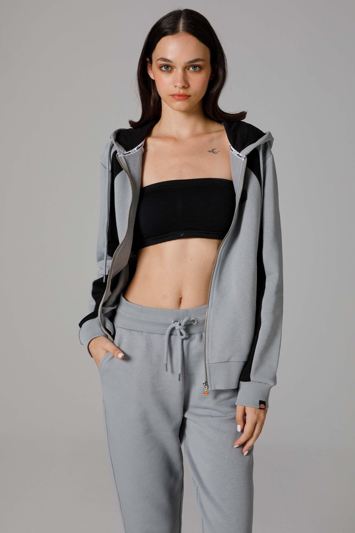 Ellesse Kadın Fermuarlı Kapüşonlu Sweatshirt EF198-GI Gri