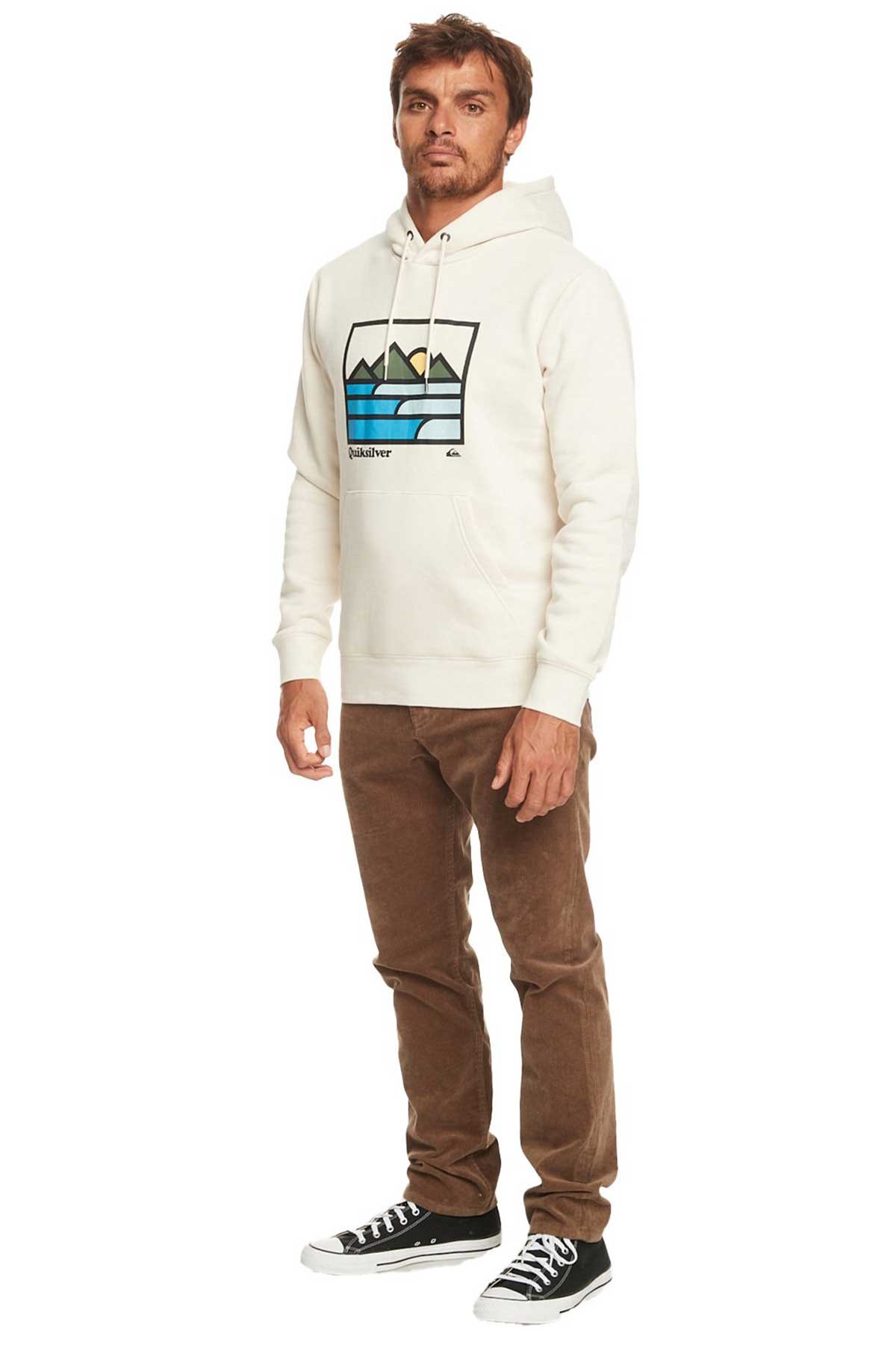 Quiksilver Landscape Lines Erkek Sweatshirt EQYFT04832-11492 Ekru