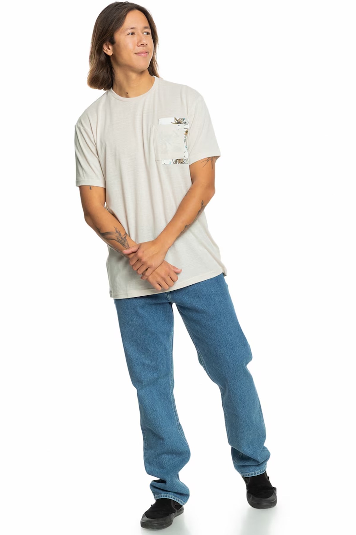 Quiksilver Behind Wave Erkek Tişört EQYKT04336-11492 Krem
