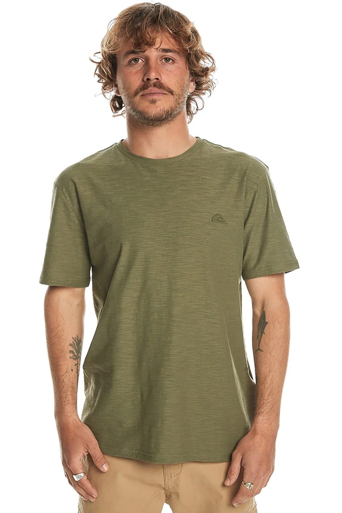 Quiksilver Slub Roundneck Erkek Tişört EQYKT04337-GPH0 Yeşil