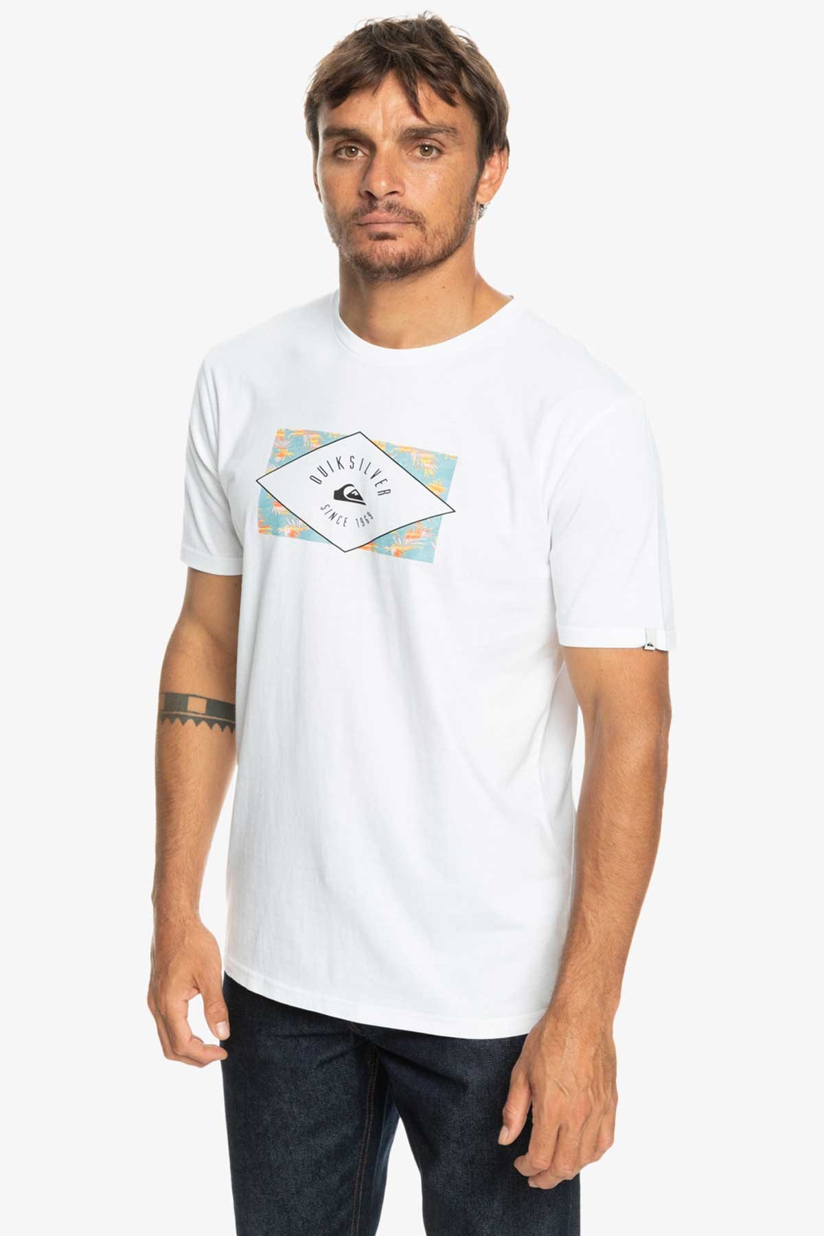 Quiksilver Circledline Erkek Tişört EQYZT07228-WBB0 Beyaz