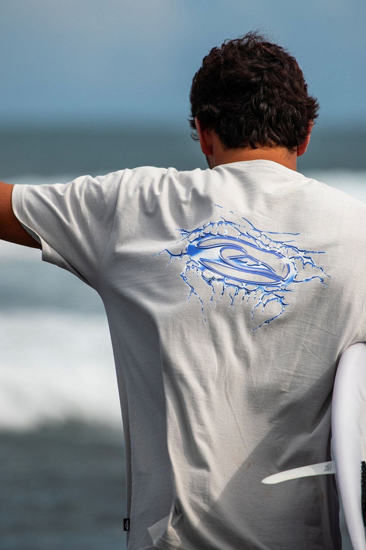 Quiksilver Mercury Chrome Lightning Erkek Tişört Gri