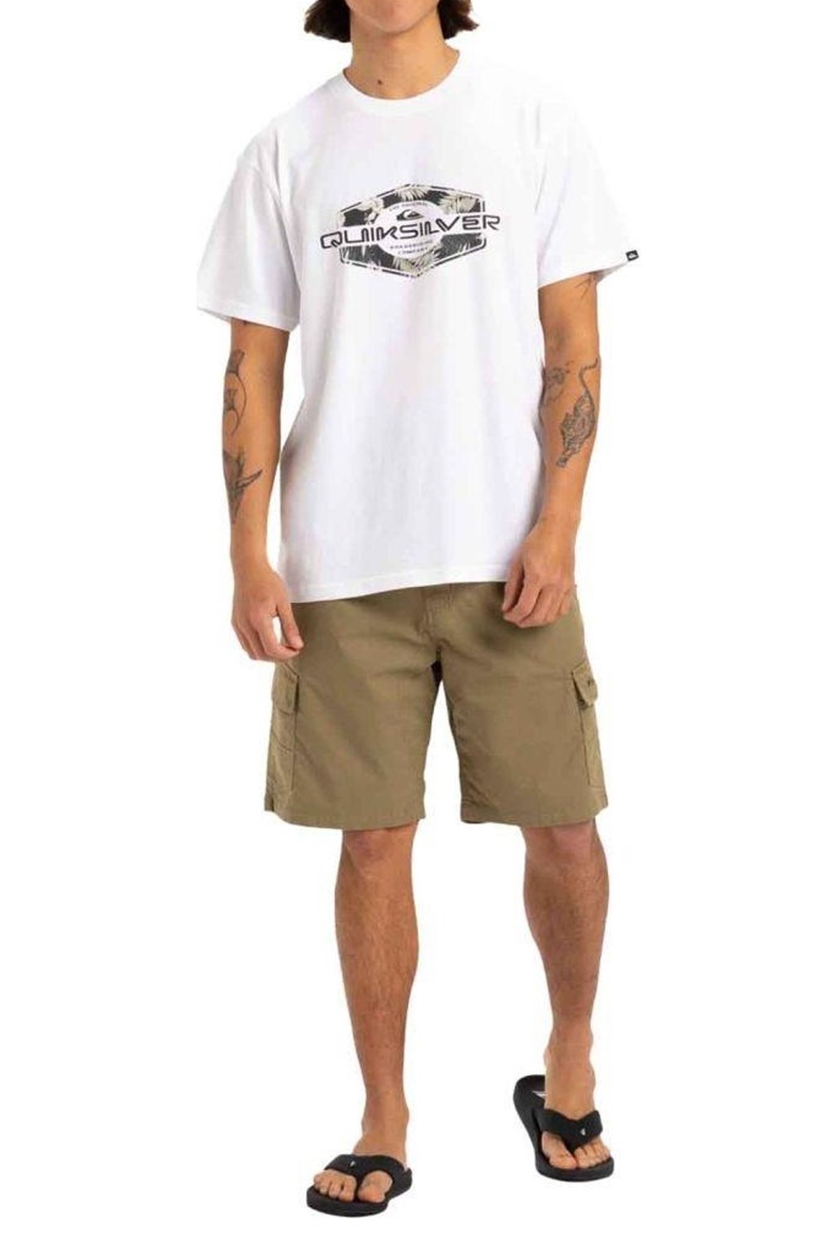 Quiksilver Locked Up Erkek Tişört Beyaz