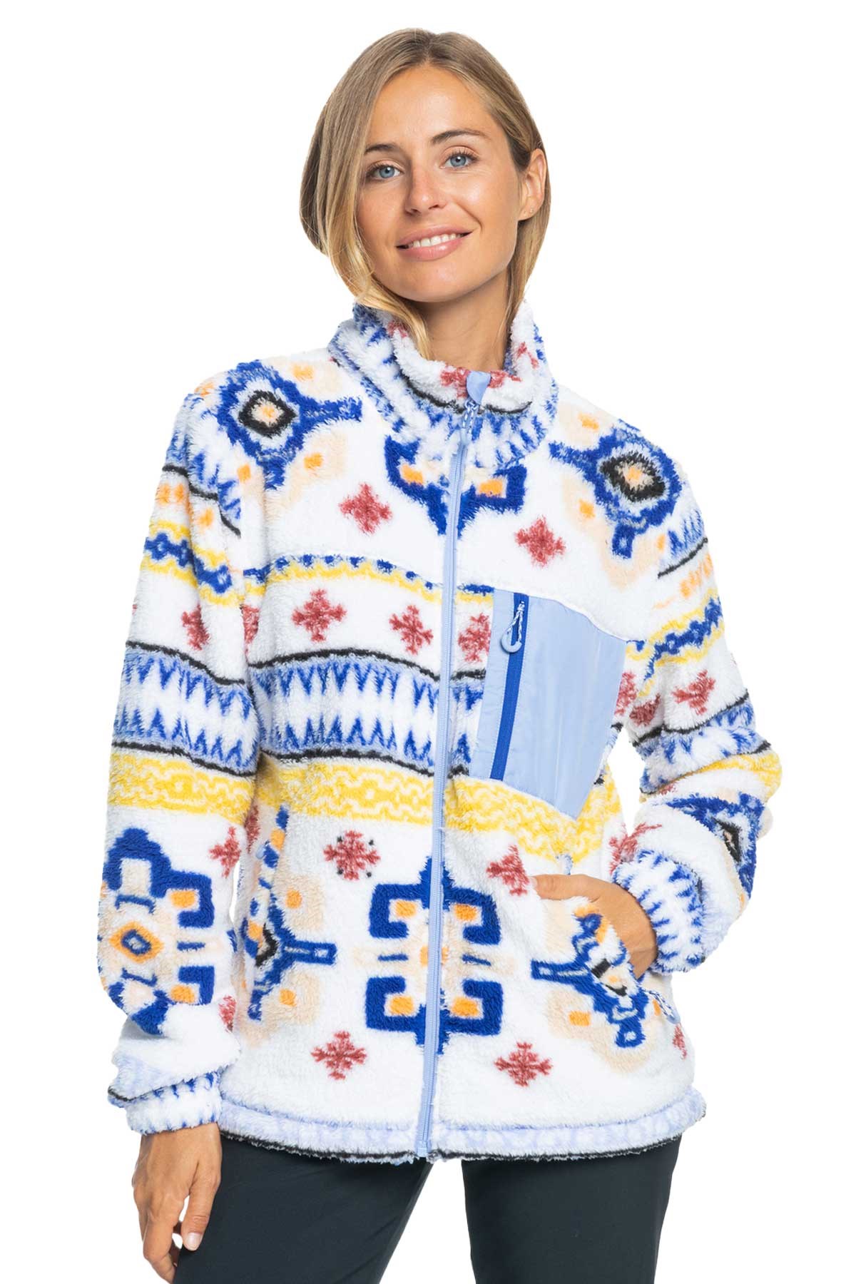 Roxy Alabama Full Zip Kadın Polar Ceket ERJFT04708-WBBC Beyaz