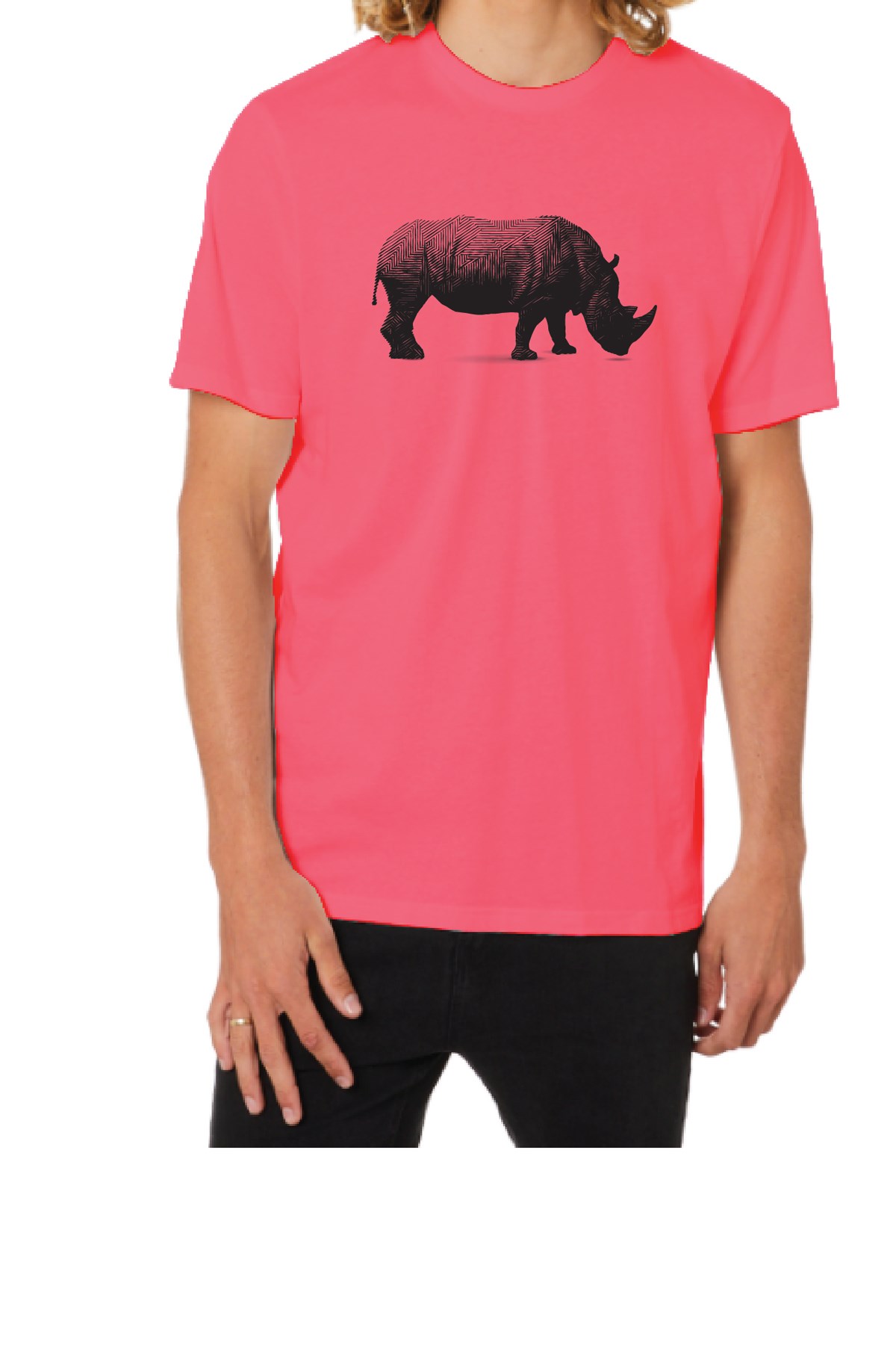 Esqudo Rhıno  Erkek Tişört ESTP0002 Pembe