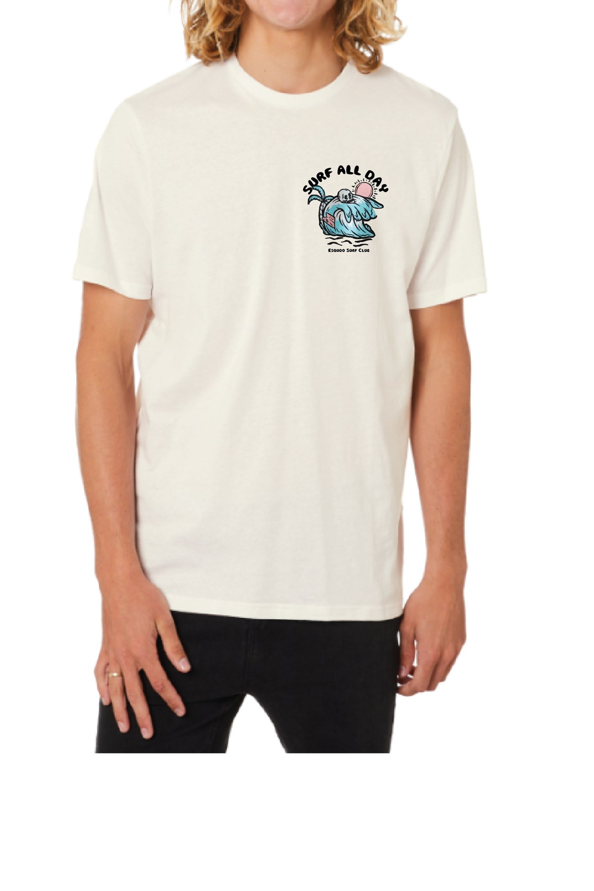 Esqudo Surf All Day Erkek Tişört ESTP0007 Sarı