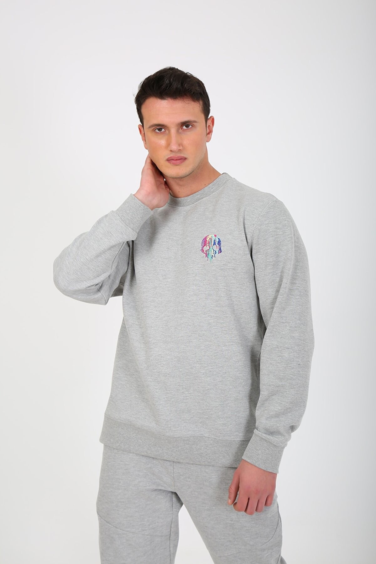 Esqudo Skull Erkek Sweatshirt ESWTP0001 Gri