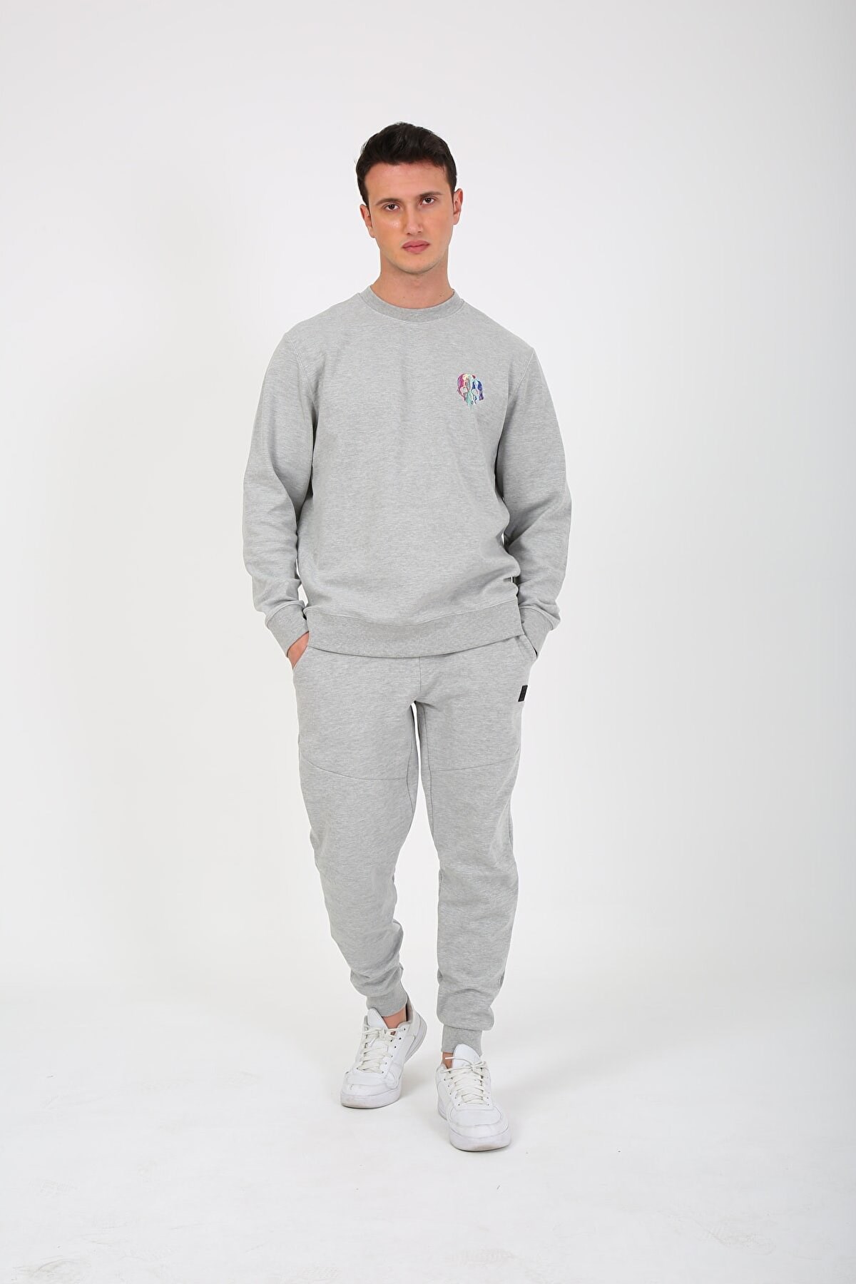 Esqudo Skull Erkek Sweatshirt ESWTP0001 Gri