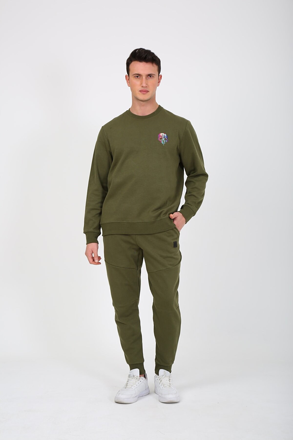 Esqudo Skull Erkek Sweatshirt ESWTP0001 Haki