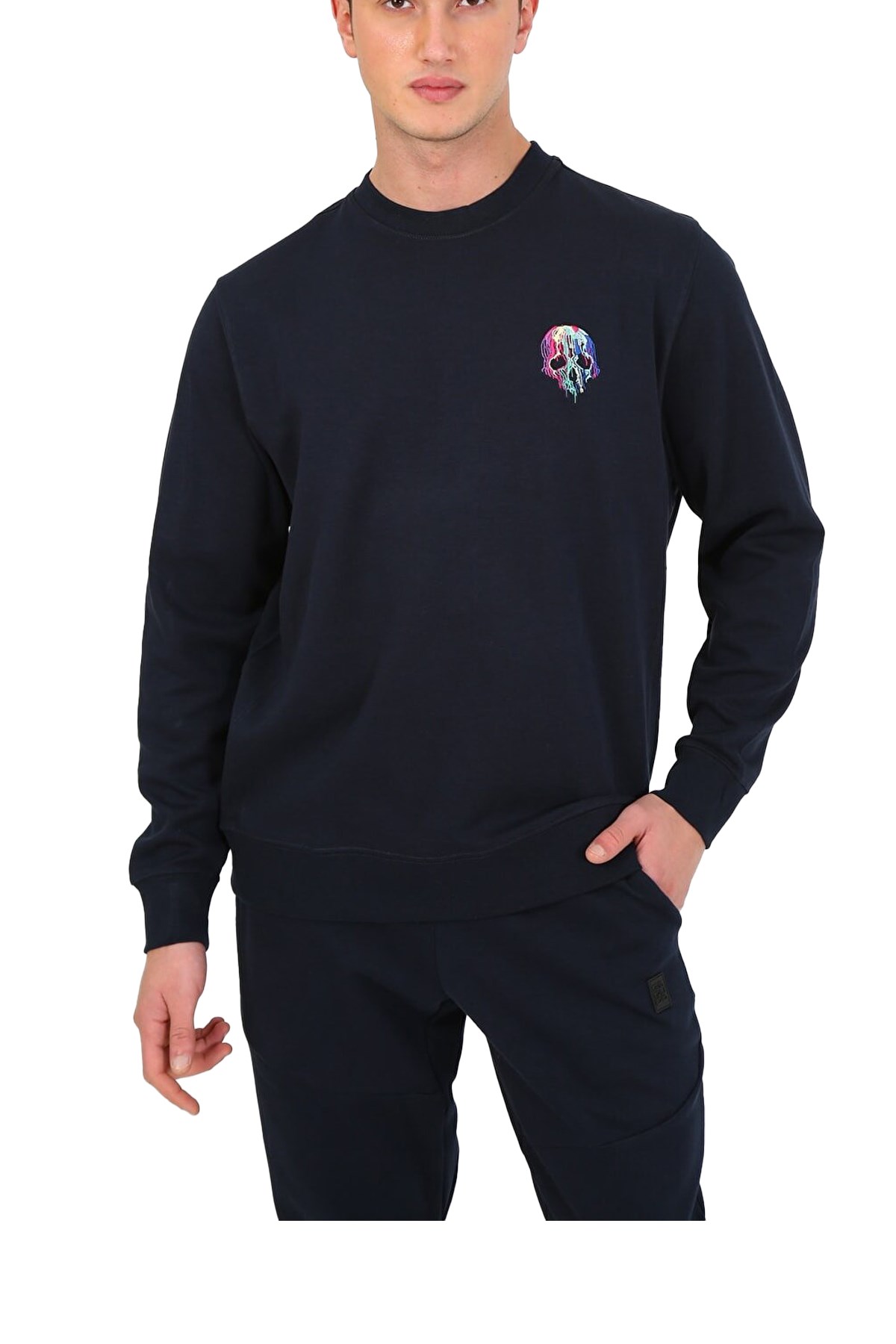 Esqudo Skull Erkek Sweatshirt ESWTP0001 Lacivert