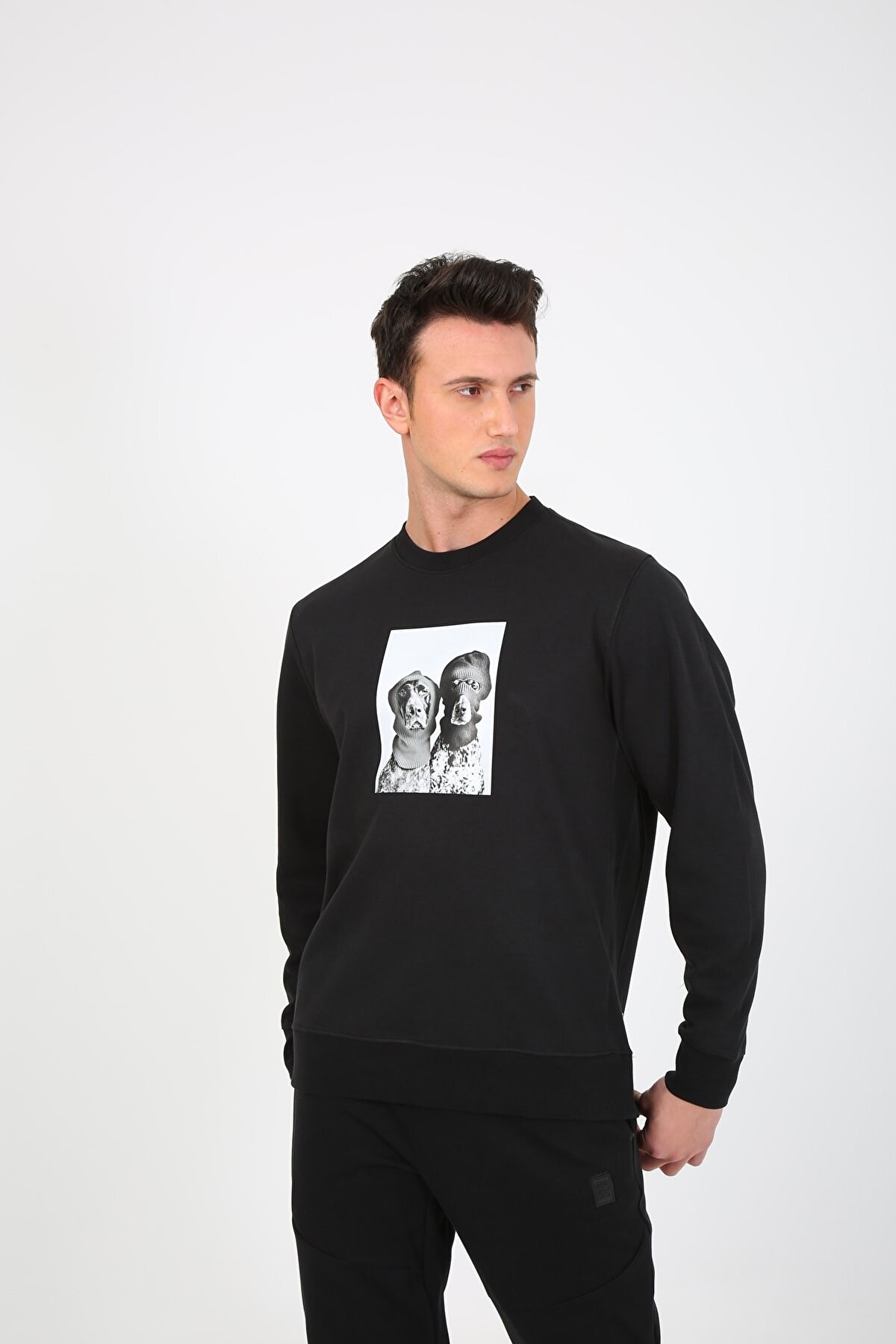 Esqudo Dog Erkek Sweatshirt ESWTP0003 Siyah