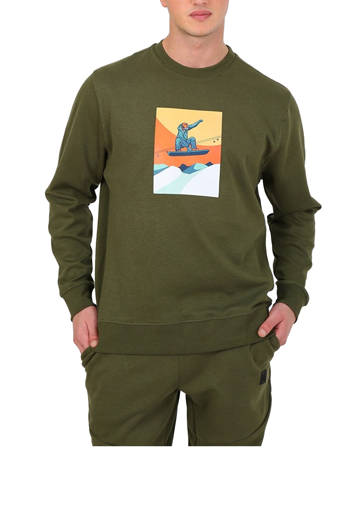 Esqudo Snowboard Erkek Sweatshirt ESWTP0006 Haki