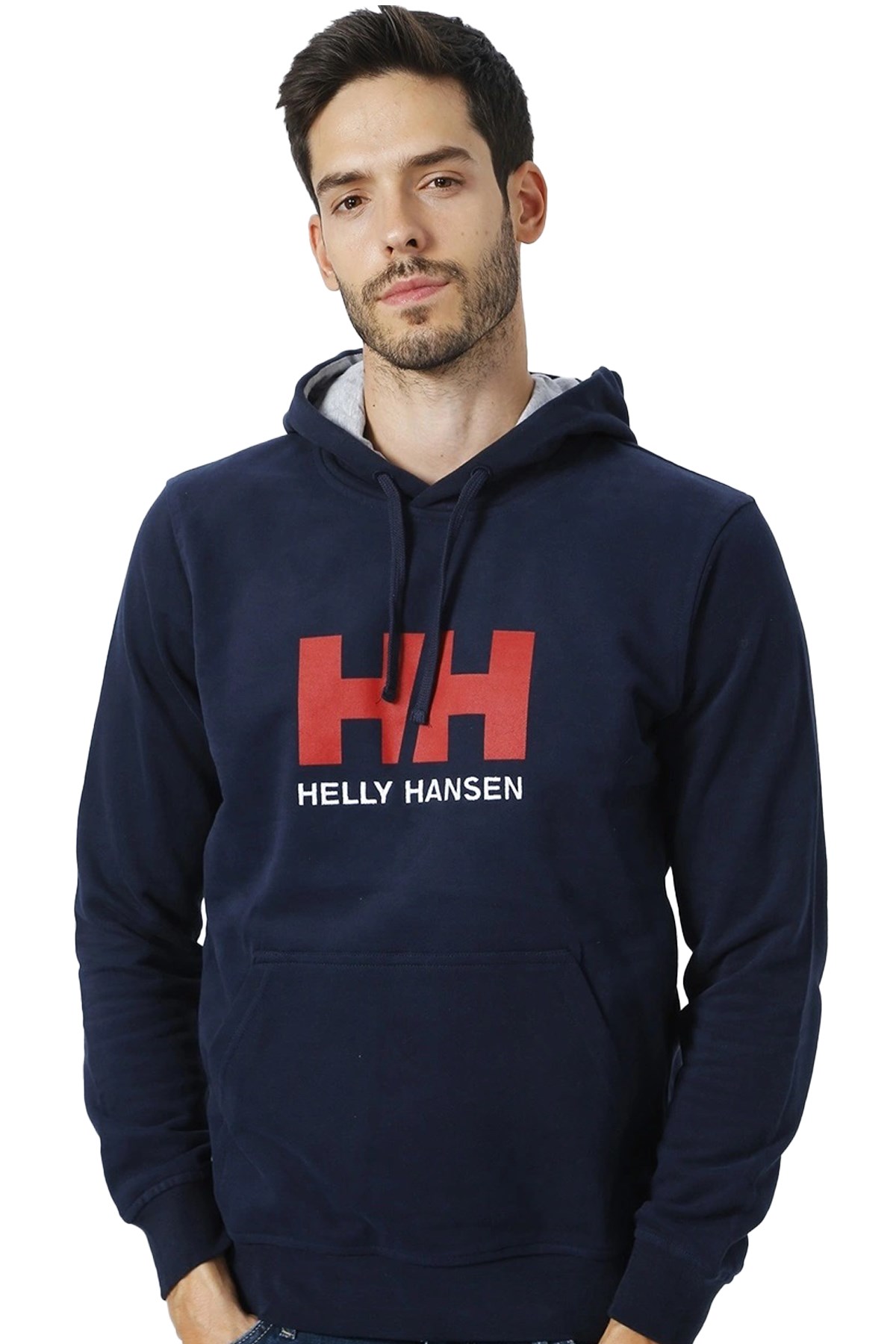 Helly Hansen Logo Kapüşonlu Erkek Sweatshirt HHA.33977 597 Lacivert
