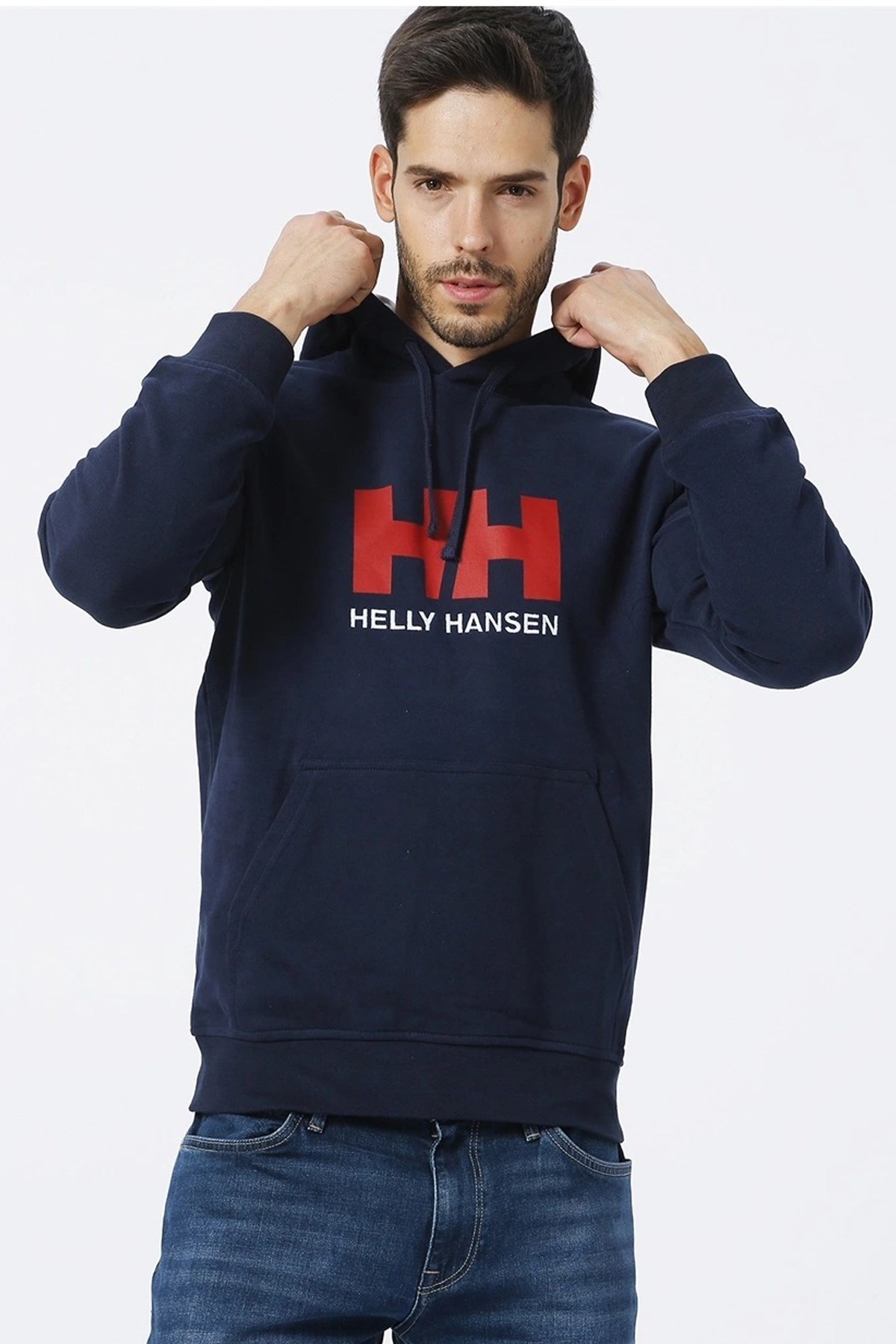 Helly Hansen Logo Kapüşonlu Erkek Sweatshirt HHA.33977 597 Lacivert