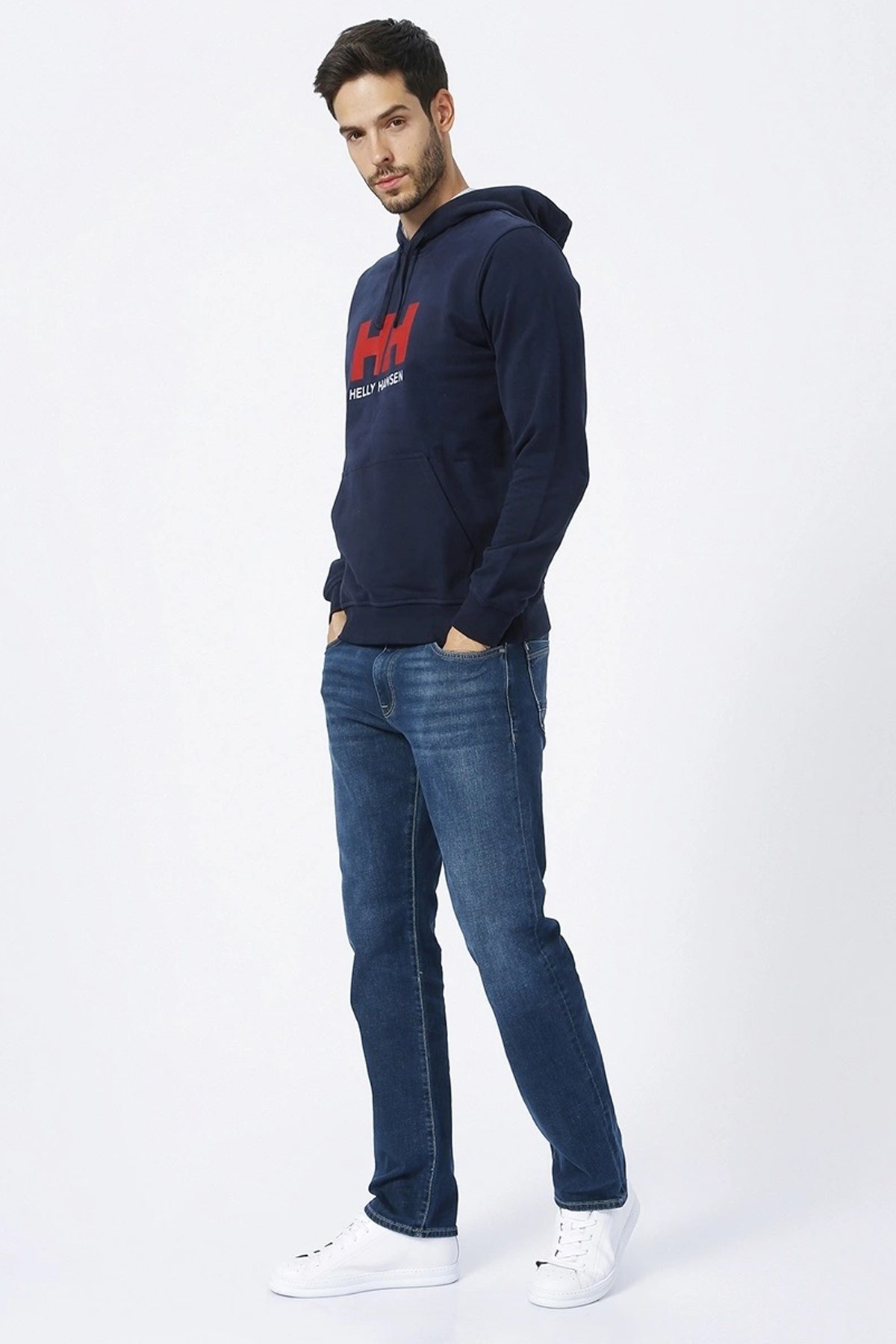 Helly Hansen Logo Kapüşonlu Erkek Sweatshirt HHA.33977 597 Lacivert