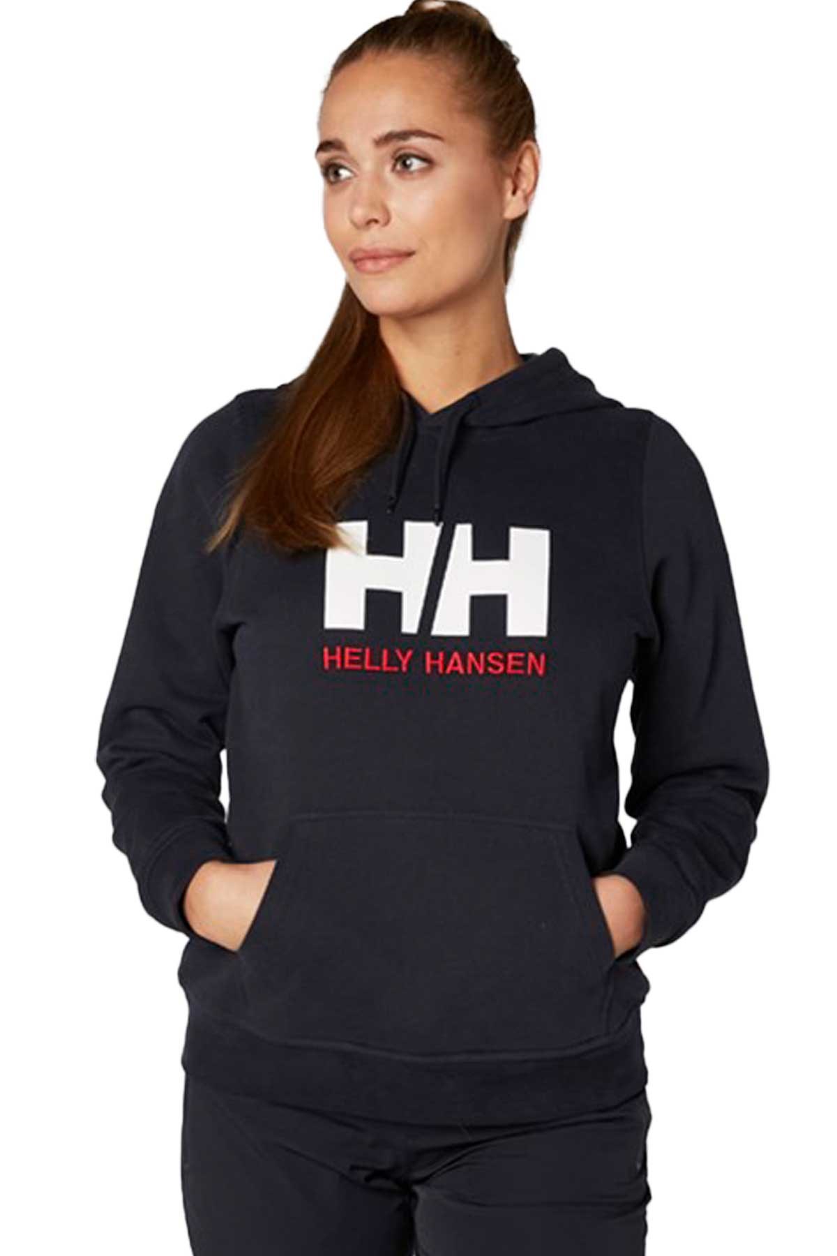 Helly Hansen Logo Kapüşonlu Kadın Sweatshirt HHA.33978 597 Lacivert