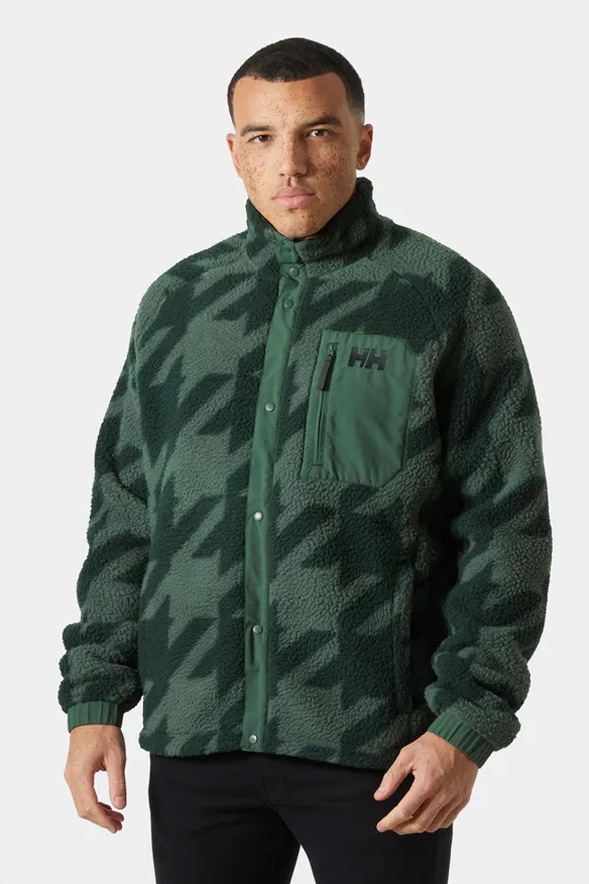 Helly Hansen Erkek Panorama Printed Pile Snap Mont Yeşil