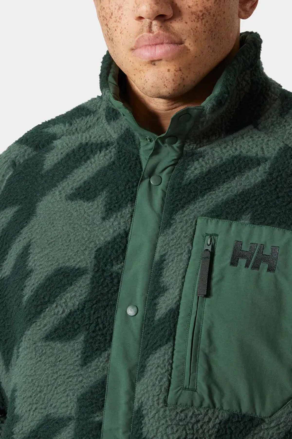Helly Hansen Erkek Panorama Printed Pile Snap Mont Yeşil