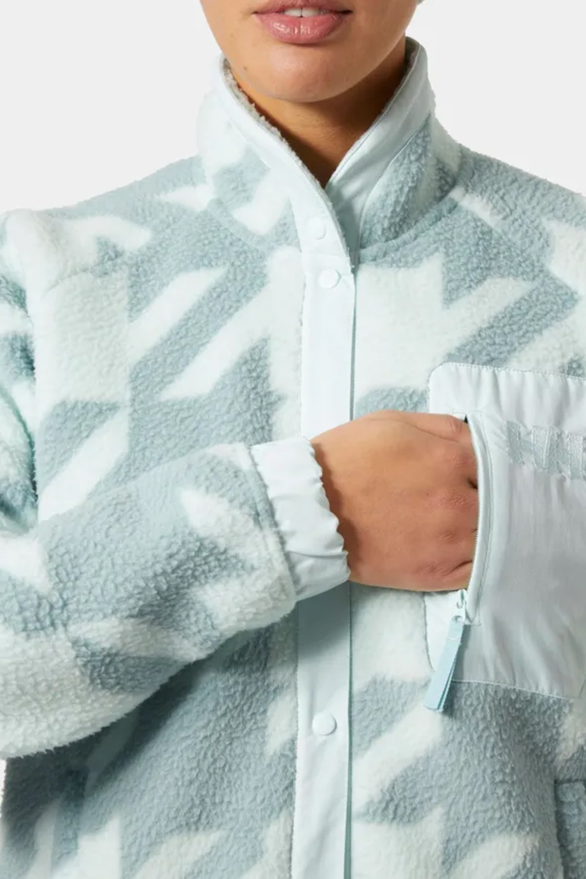 Helly Hansen Kadın Imperial Printed Pile Snap Mont Mavi