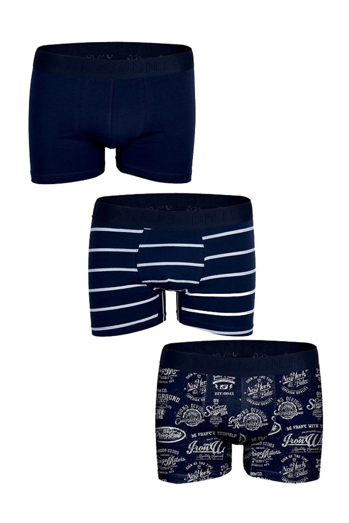 John Frank Üçlü Campus Erkek Boxer JF3BCA06 Lacivert