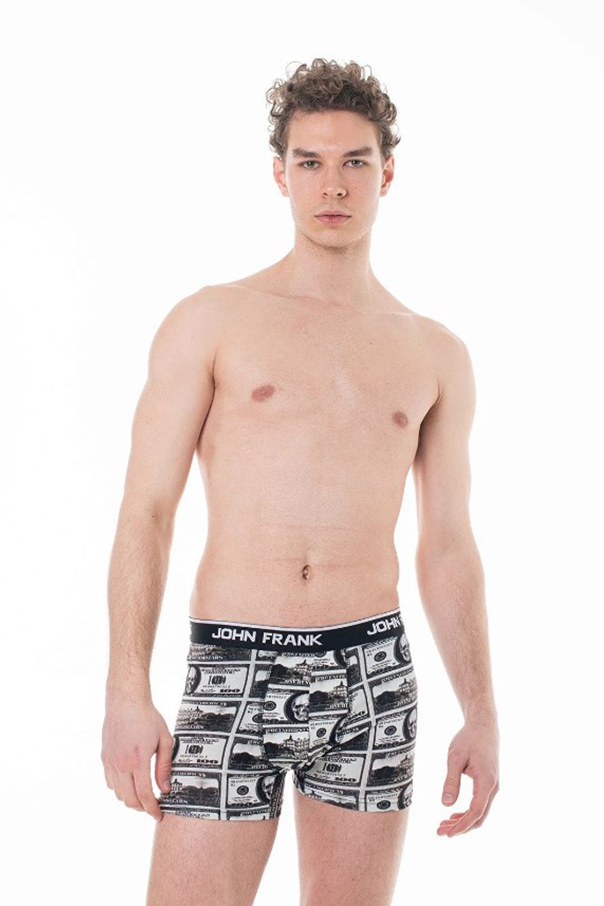 John Frank Dijital Baskılı Erkek Boxer JFB72 Siyah