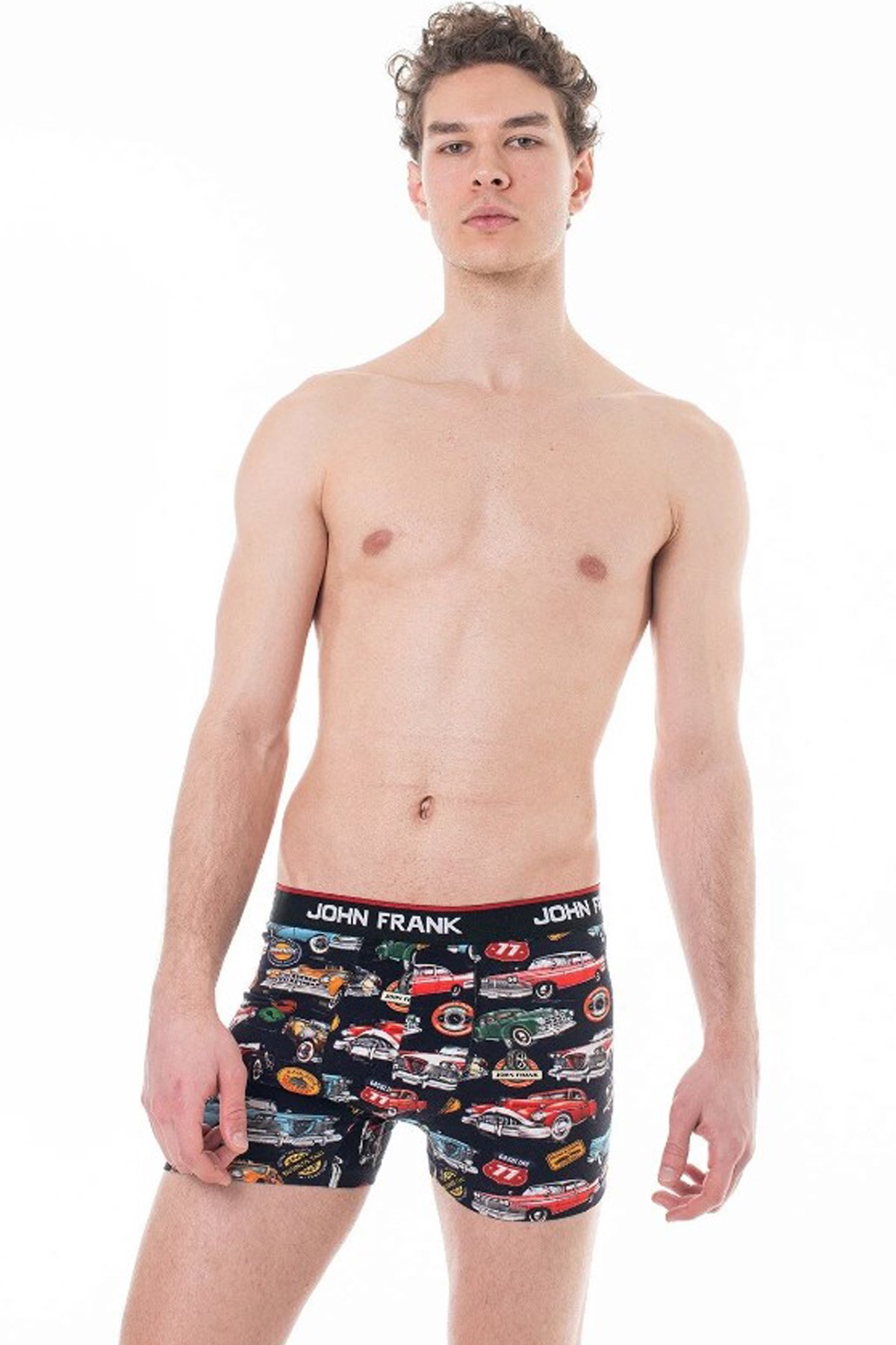 John Frank Dijital Baskılı Erkek Boxer JFBD211-RETROCAR Siyah
