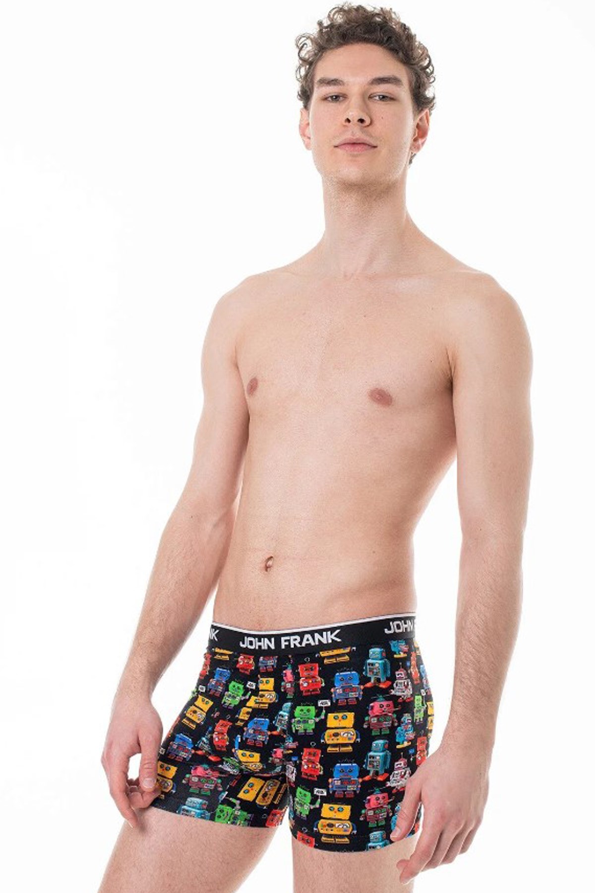 John Frank Dijital Baskılı Erkek Boxer JFBD285-ROBOTIC Siyah